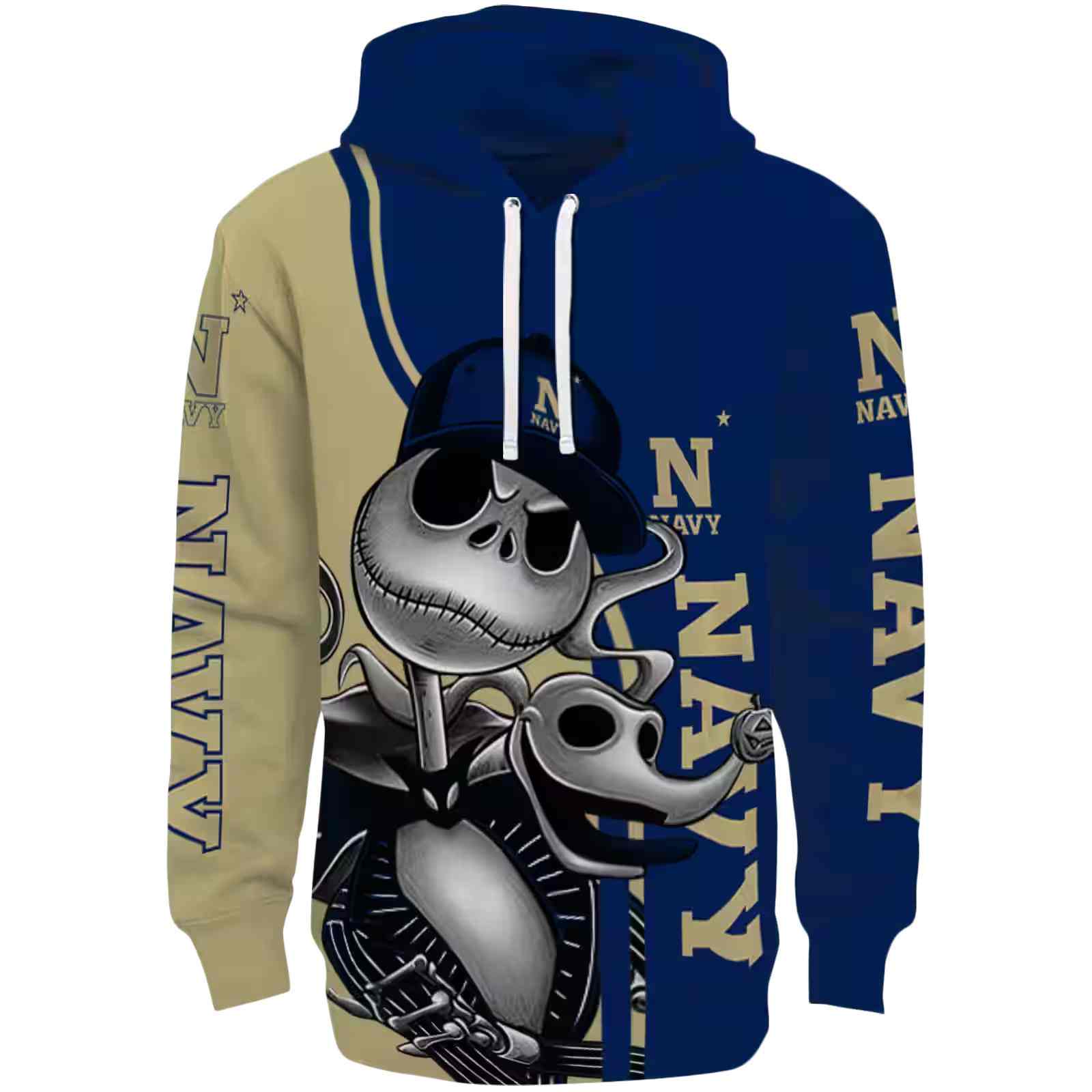 Navy Midshipmen Jack Skellington Blue Hoodie