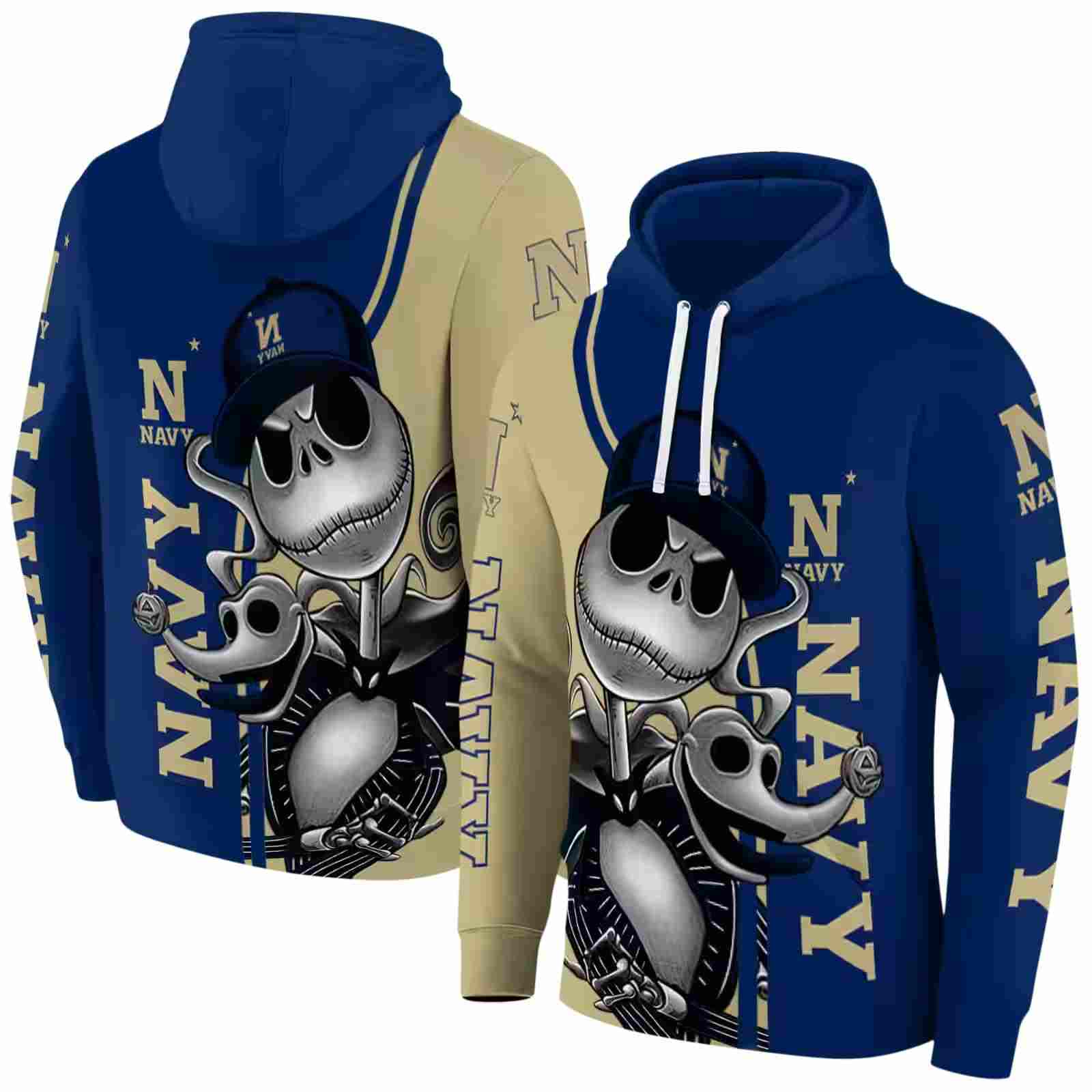 navy midshipmen jack skellington blue hoodie fashion forward