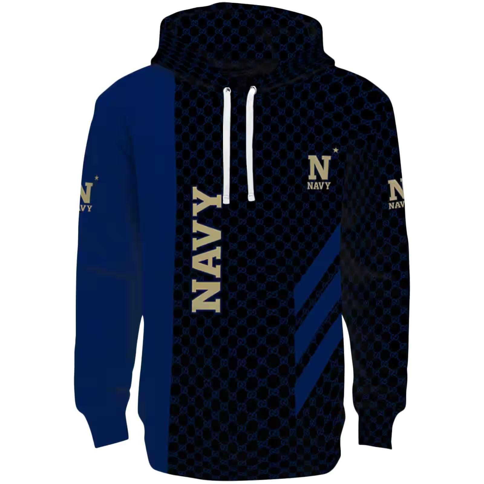 Navy Midshipmen Monogram Pattern Blue Hoodie