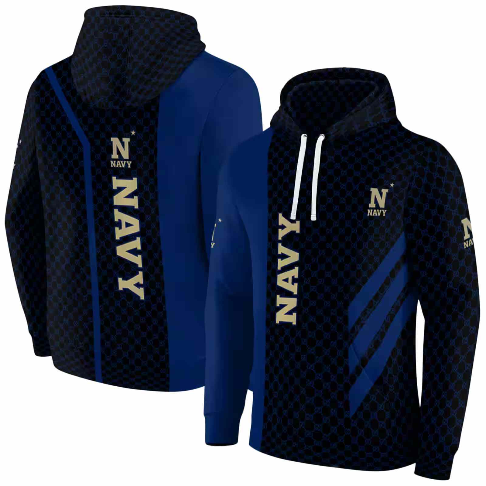 navy midshipmen monogram pattern blue hoodie fashion forward