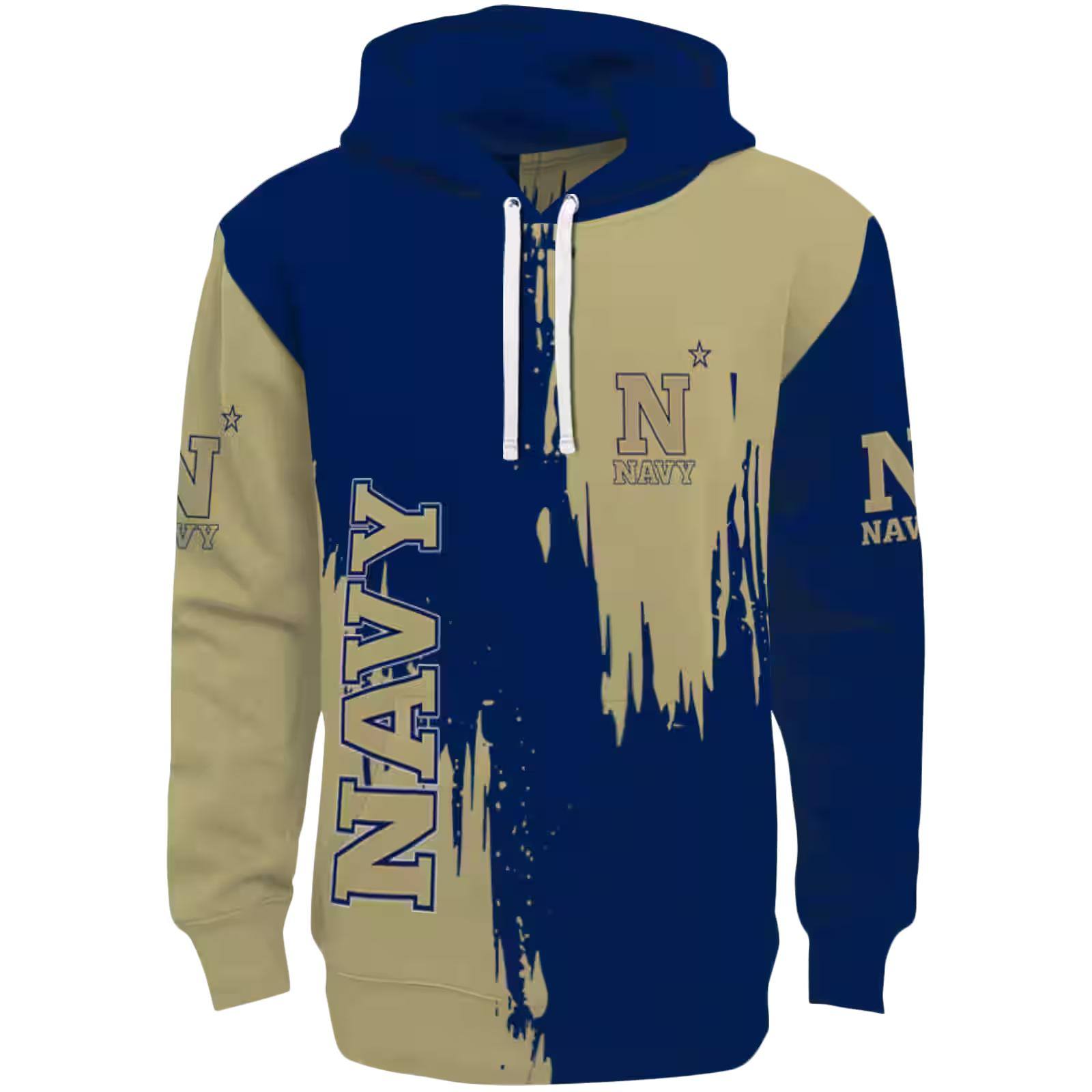 Navy Midshipmen Splatter Effect Blue Hoodie