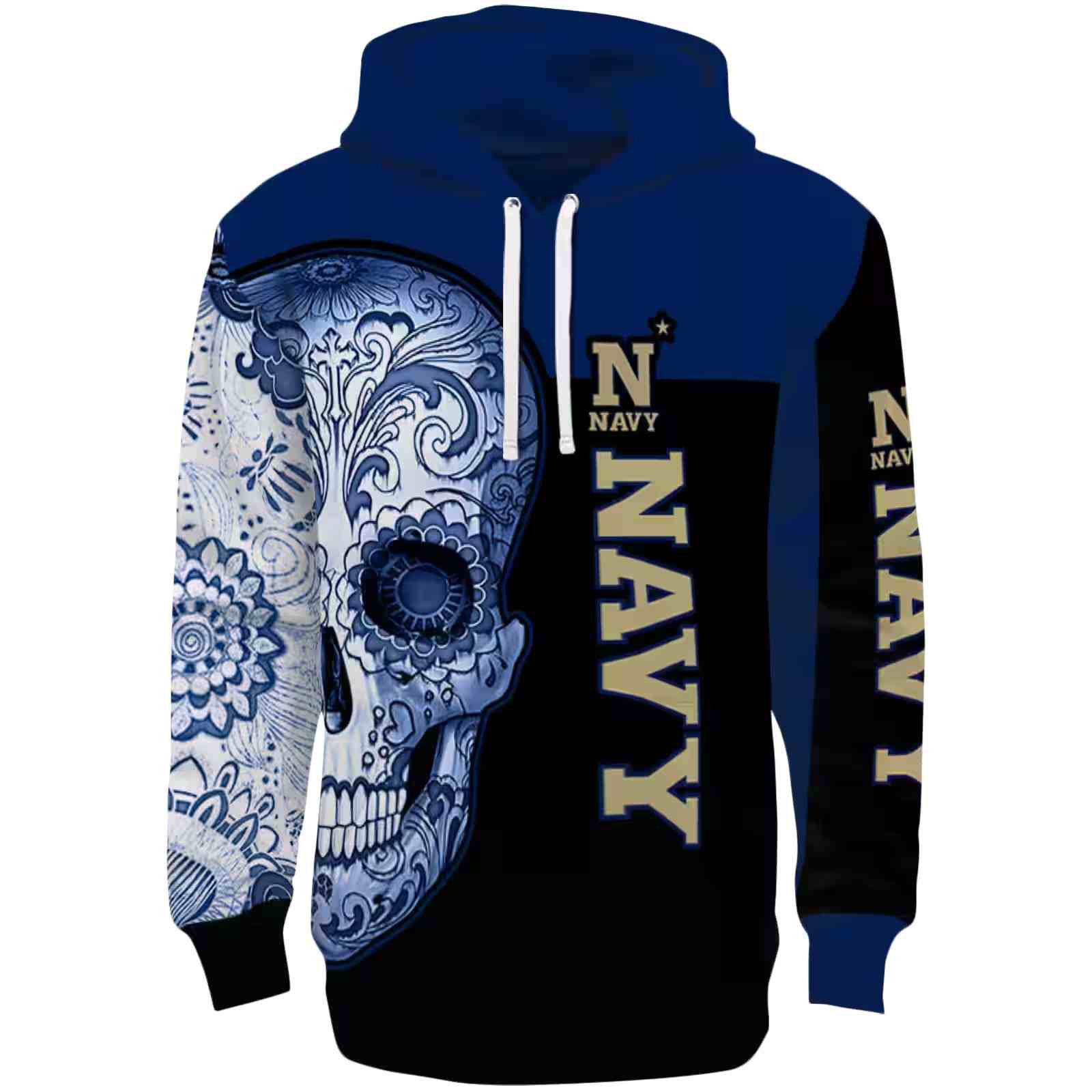 Navy Midshipmen Sugar Skull Blue Black Hoodie