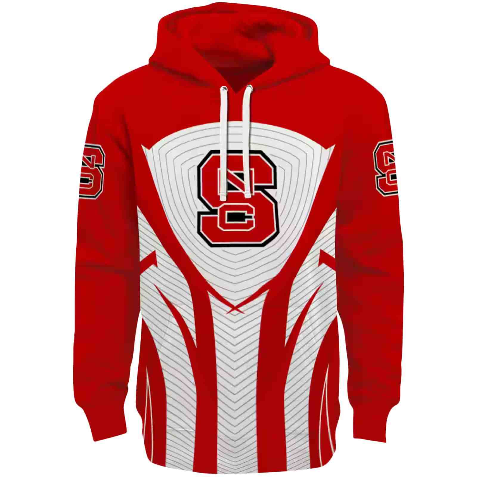 NC State Wolfpack Concentric Lines Red Black Hoodie