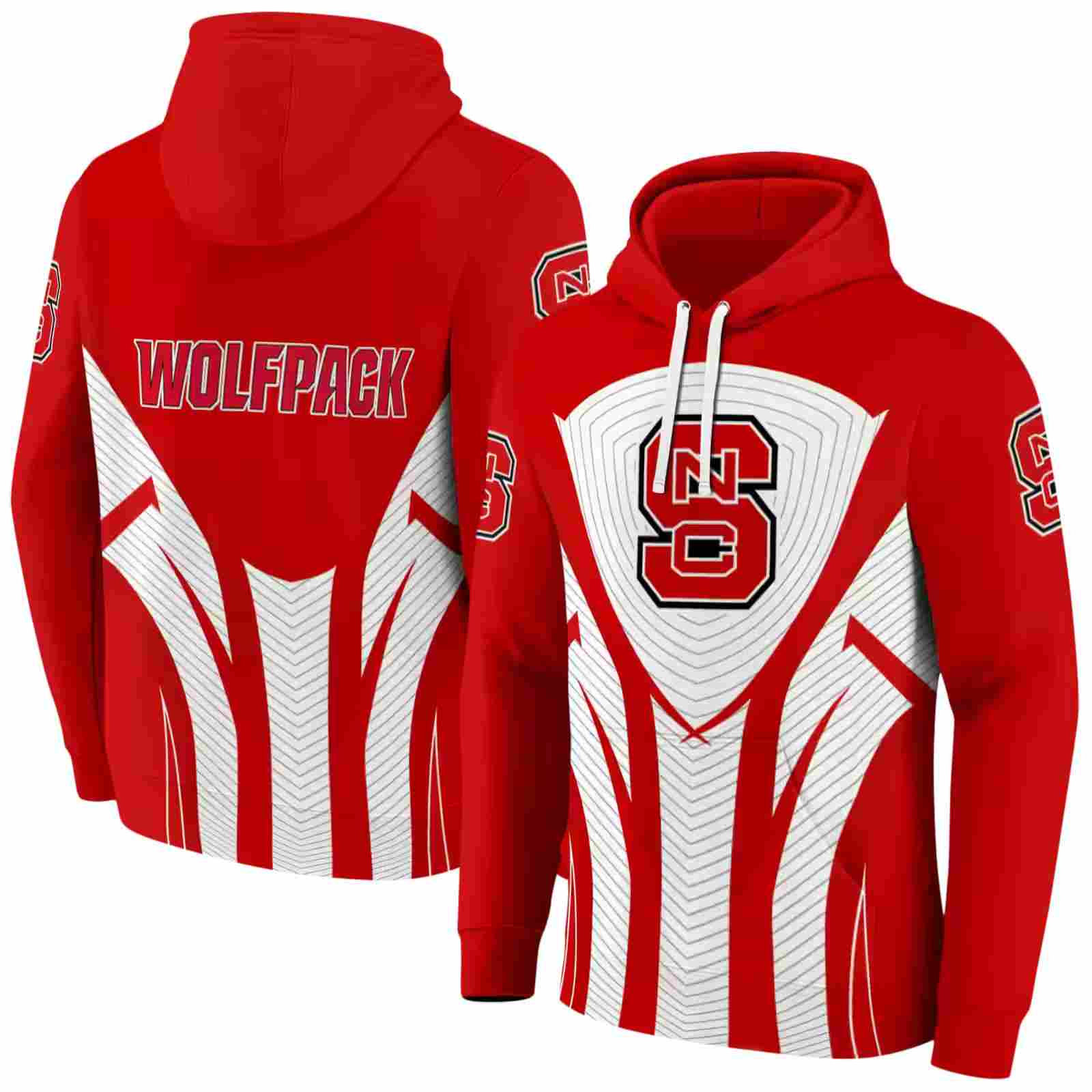 nc state wolfpack concentric lines red black hoodie fashion forward