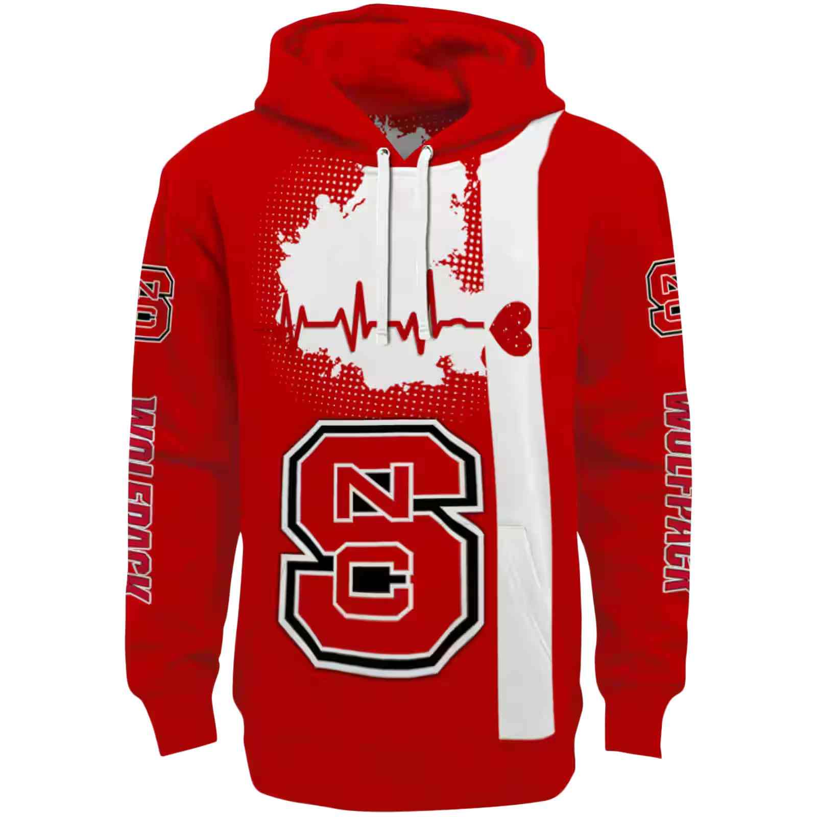 NC State Wolfpack Football Heartbeat Red Hoodie