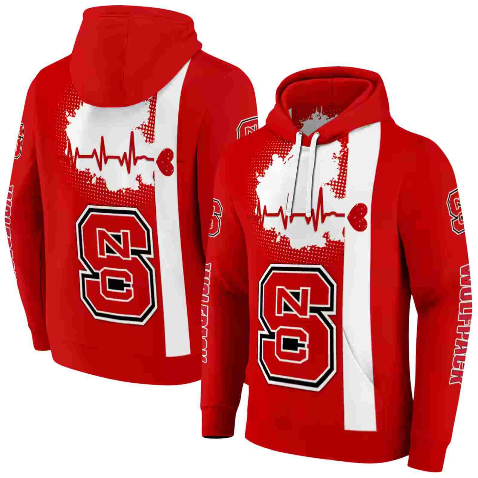 nc state wolfpack football heartbeat red hoodie fashion forward