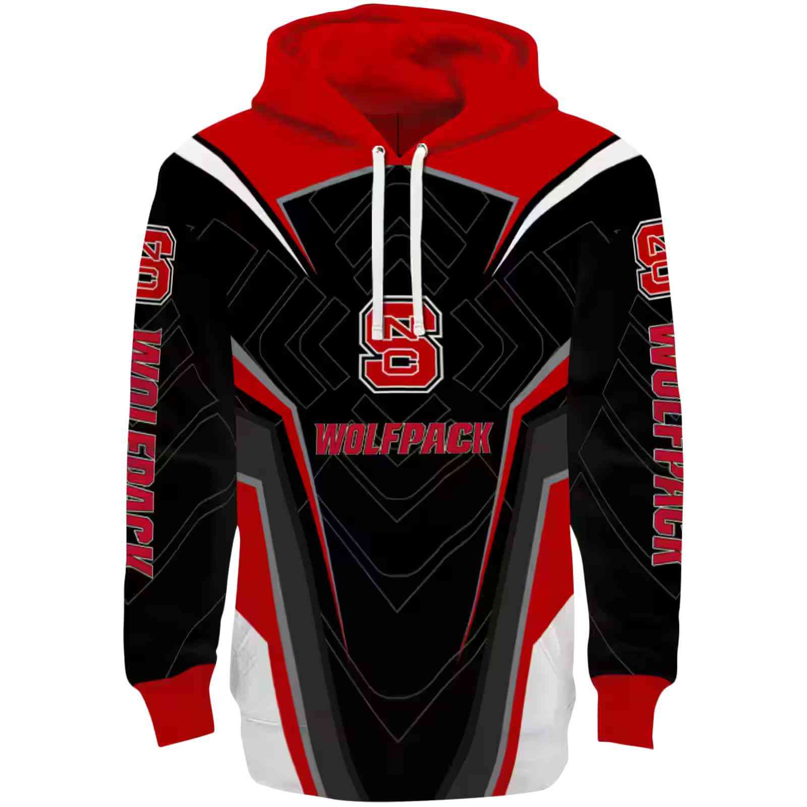 NC State Wolfpack Futuristic Pattern Red Black Hoodie