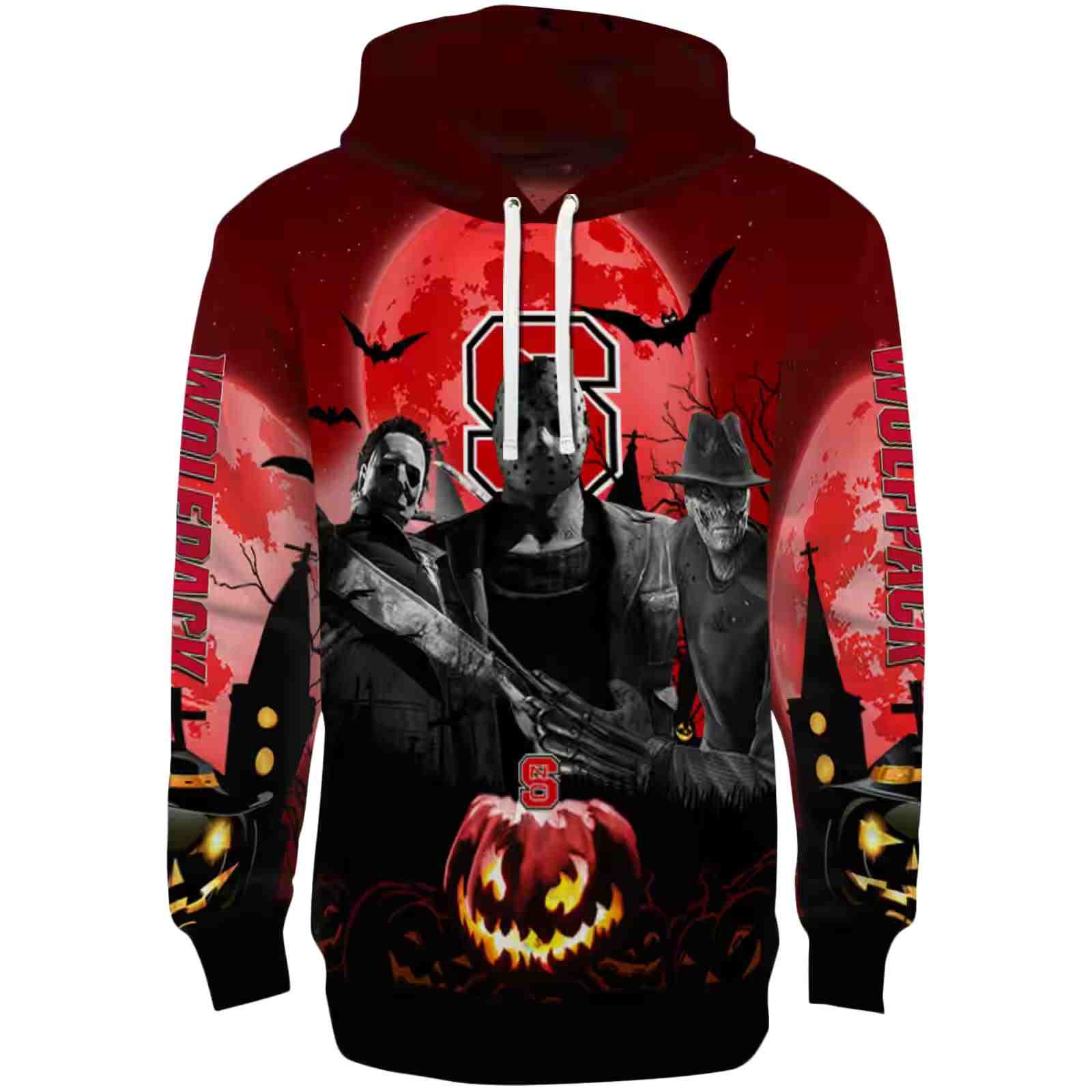 NC State Wolfpack Halloween Vibes Red Black Hoodie