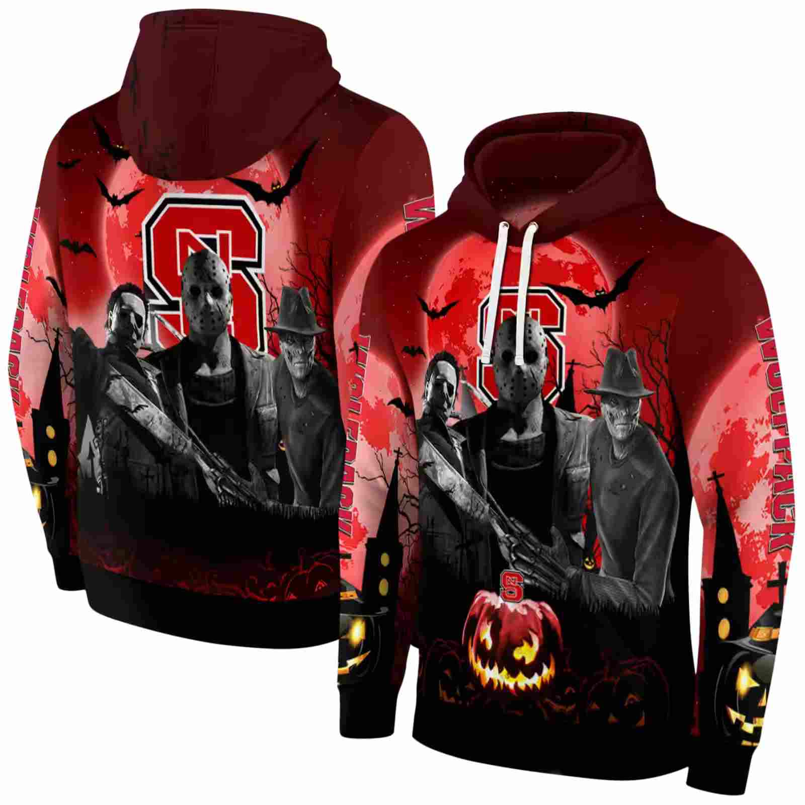 nc state wolfpack halloween vibes red black hoodie fashion forward