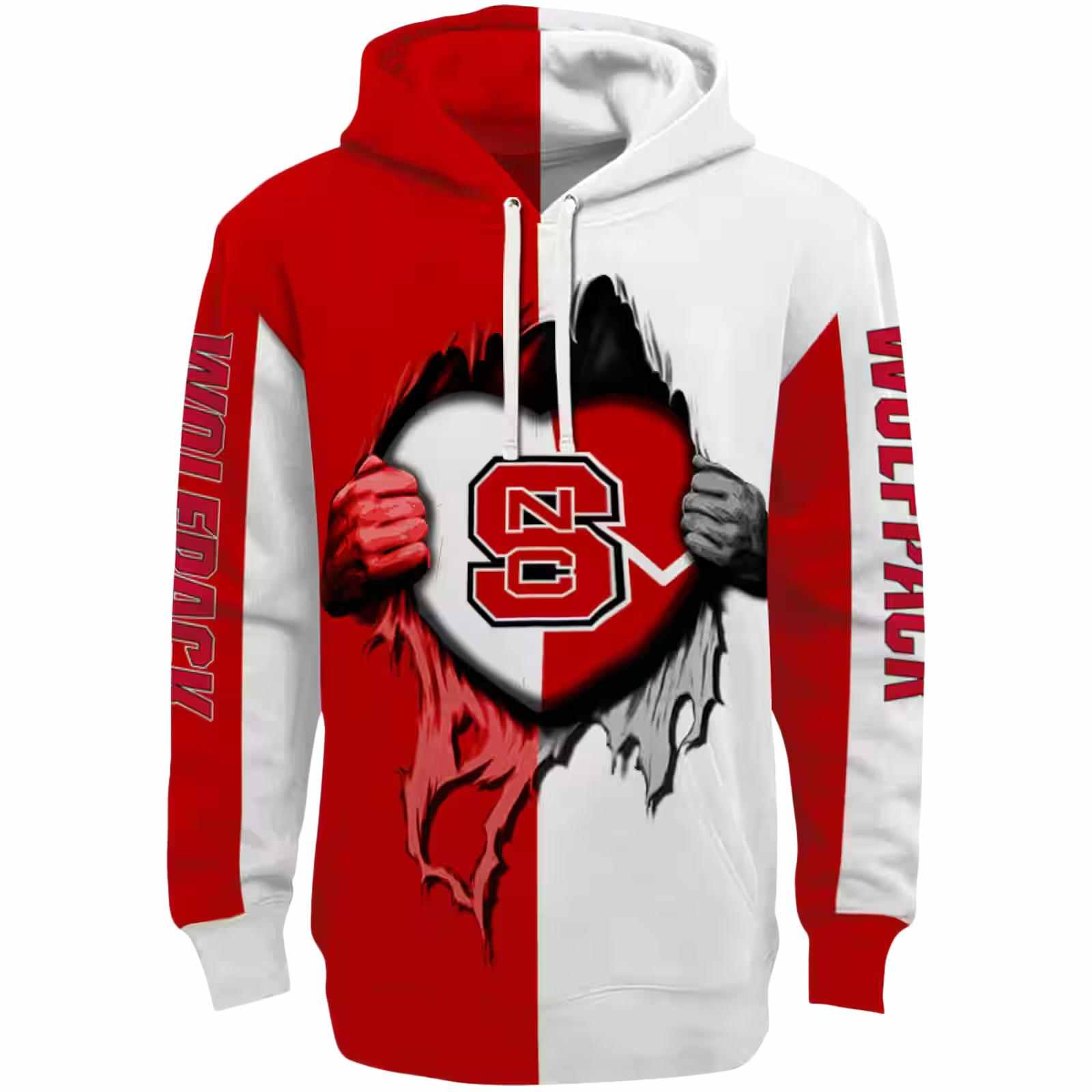 NC State Wolfpack Heartbeat Graphic Red Hoodie