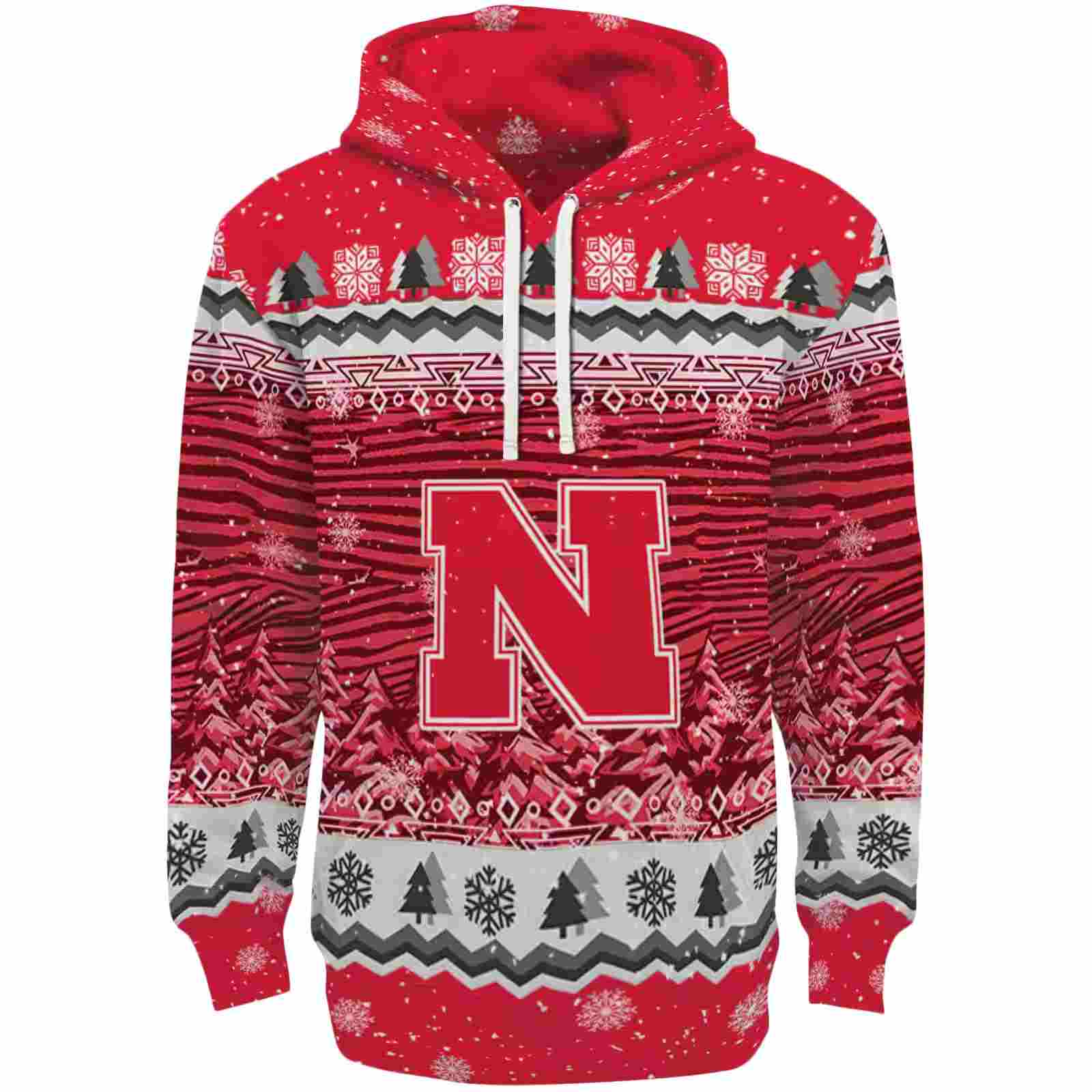 Nebraska Cornhuskers Christmas Trees Red Hoodie