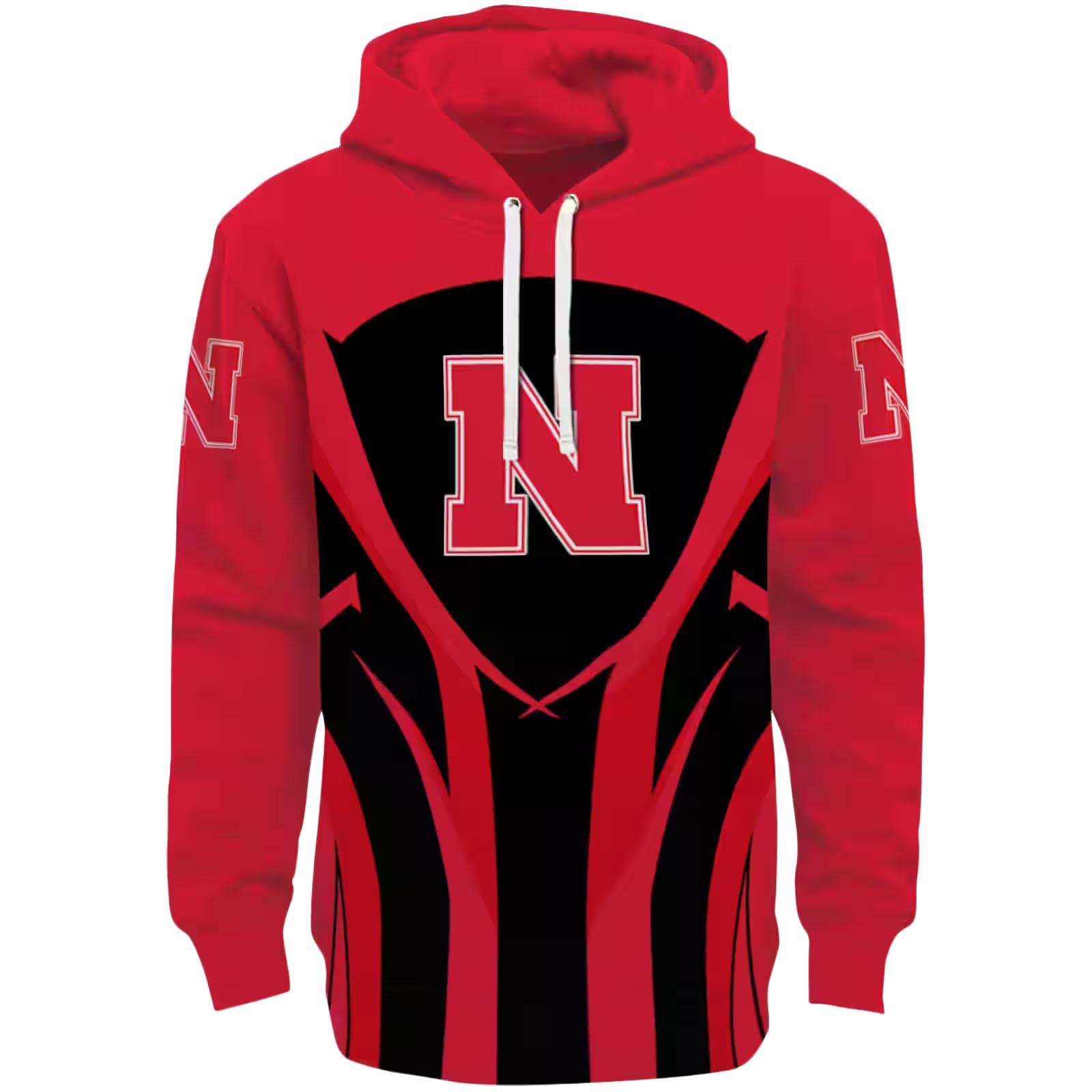 Nebraska Cornhuskers Concentric Lines Red Black Hoodie