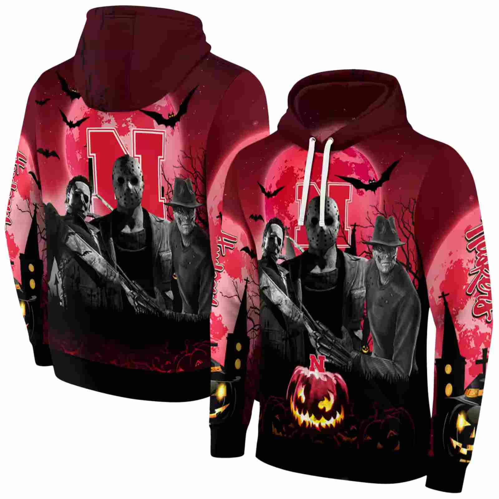 nebraska cornhuskers halloween vibes red black hoodie fashion forward