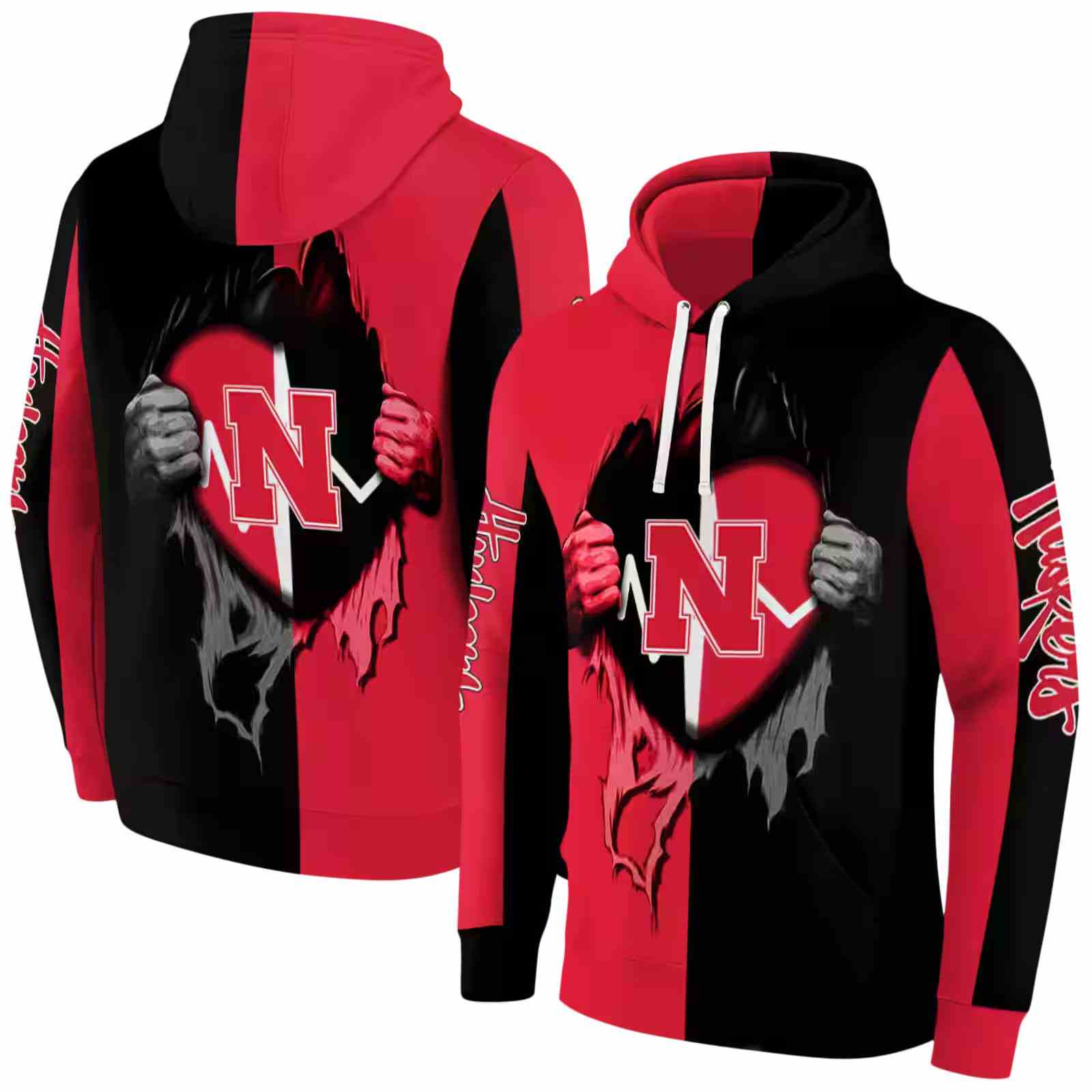 nebraska cornhuskers heartbeat graphic red hoodie fashion forward