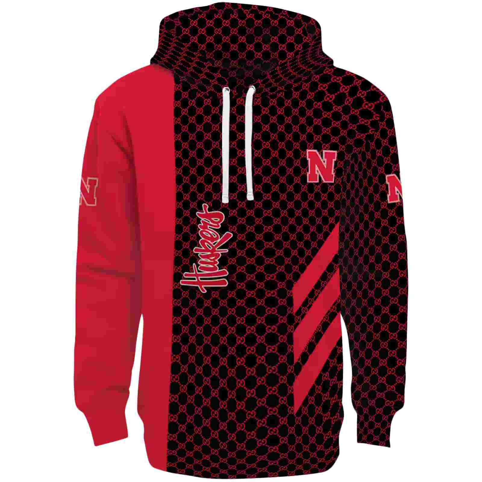 Nebraska Cornhuskers Monogram Pattern Red Hoodie
