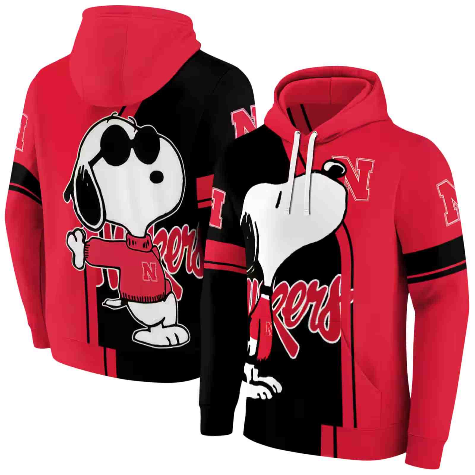 nebraska cornhuskers playful snoopy red hoodie fashion forward