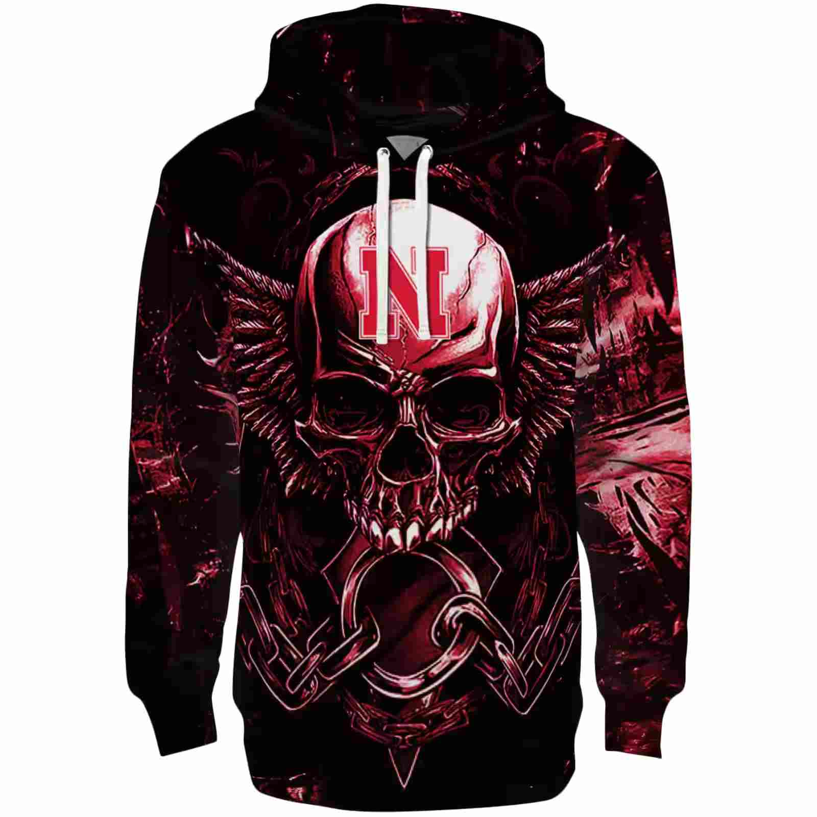 Nebraska Cornhuskers Skull Artwork Red Black Hoodie
