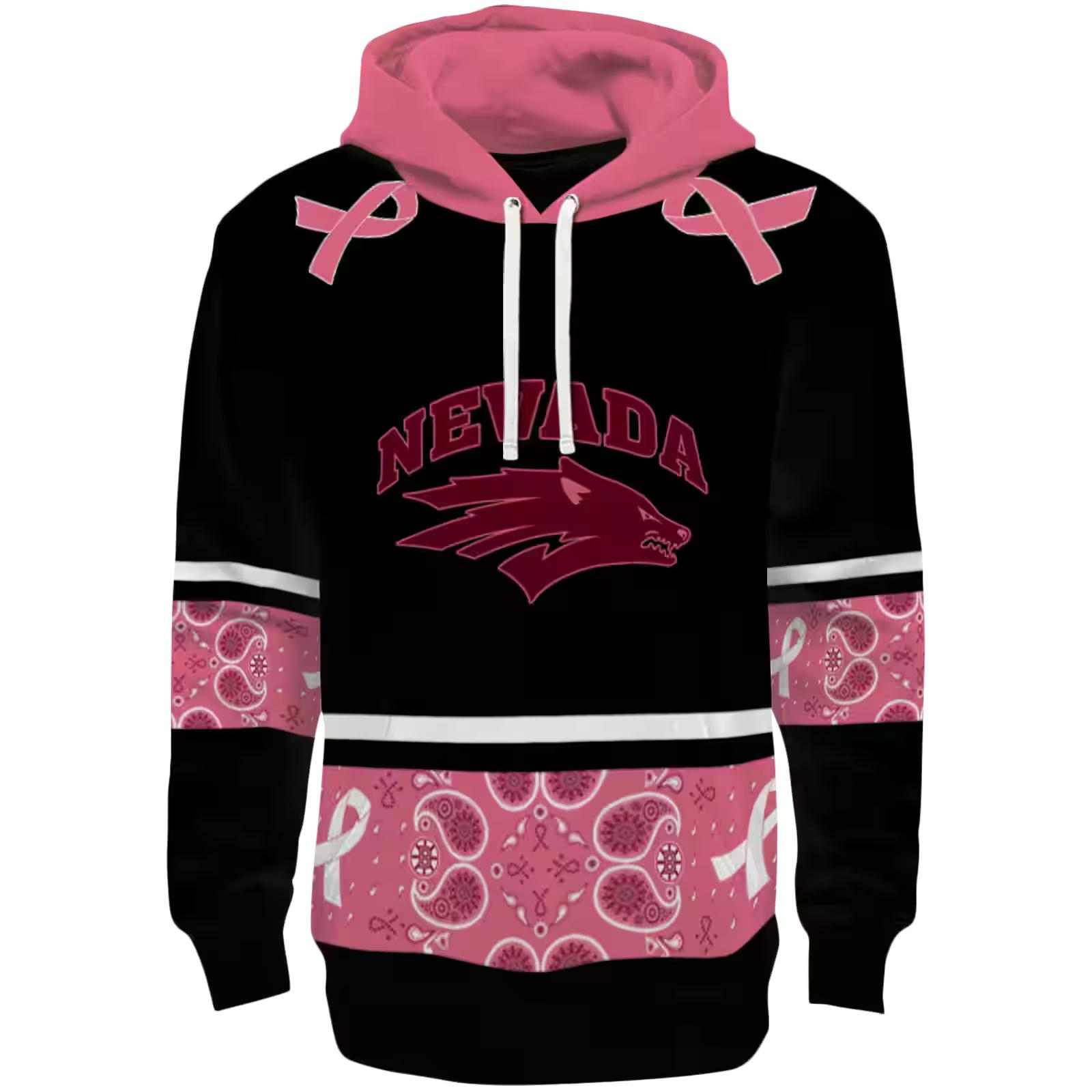 Nevada Wolf Pack Awareness Ribbon Black Pink Hoodie