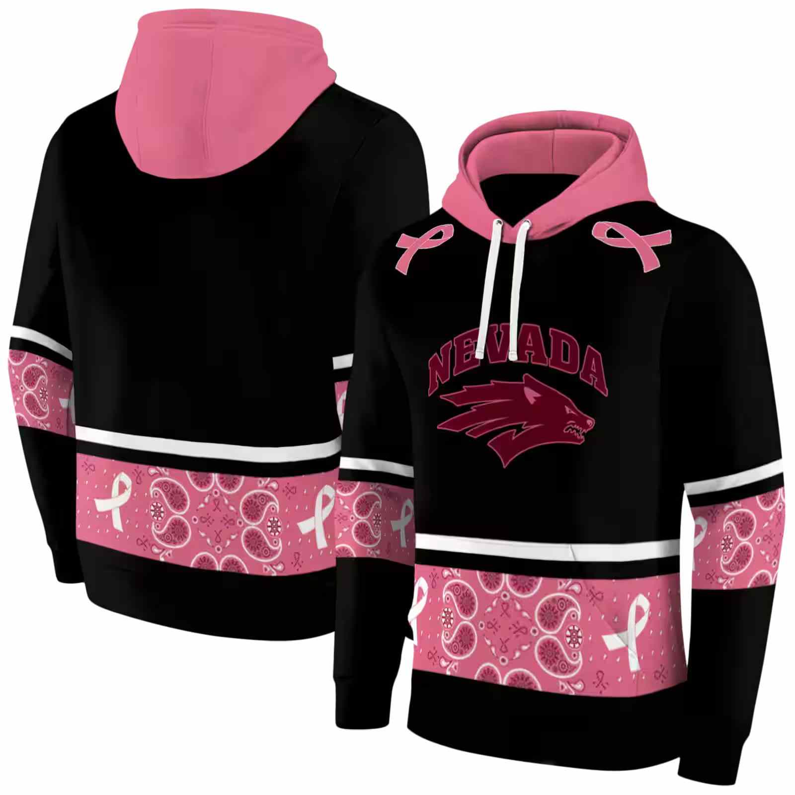 nevada wolf pack awareness ribbon black pink hoodie fashion forward