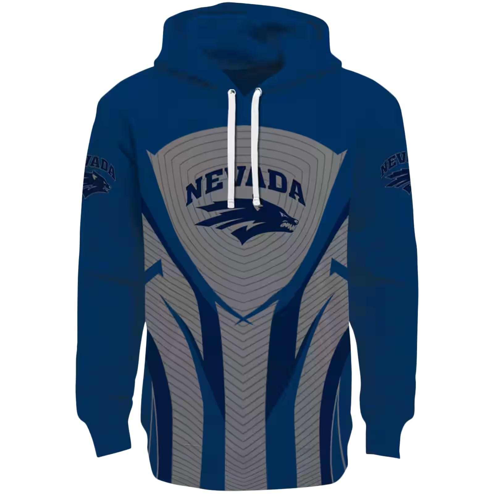 Nevada Wolf Pack Concentric Lines Blue Black Hoodie