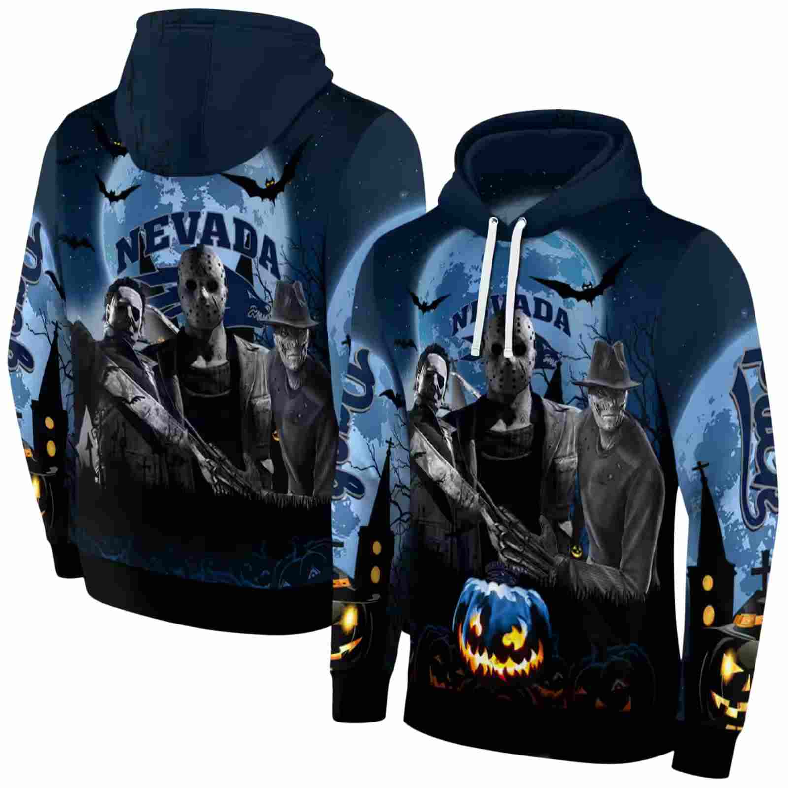 nevada wolf pack halloween vibes blue black hoodie fashion forward