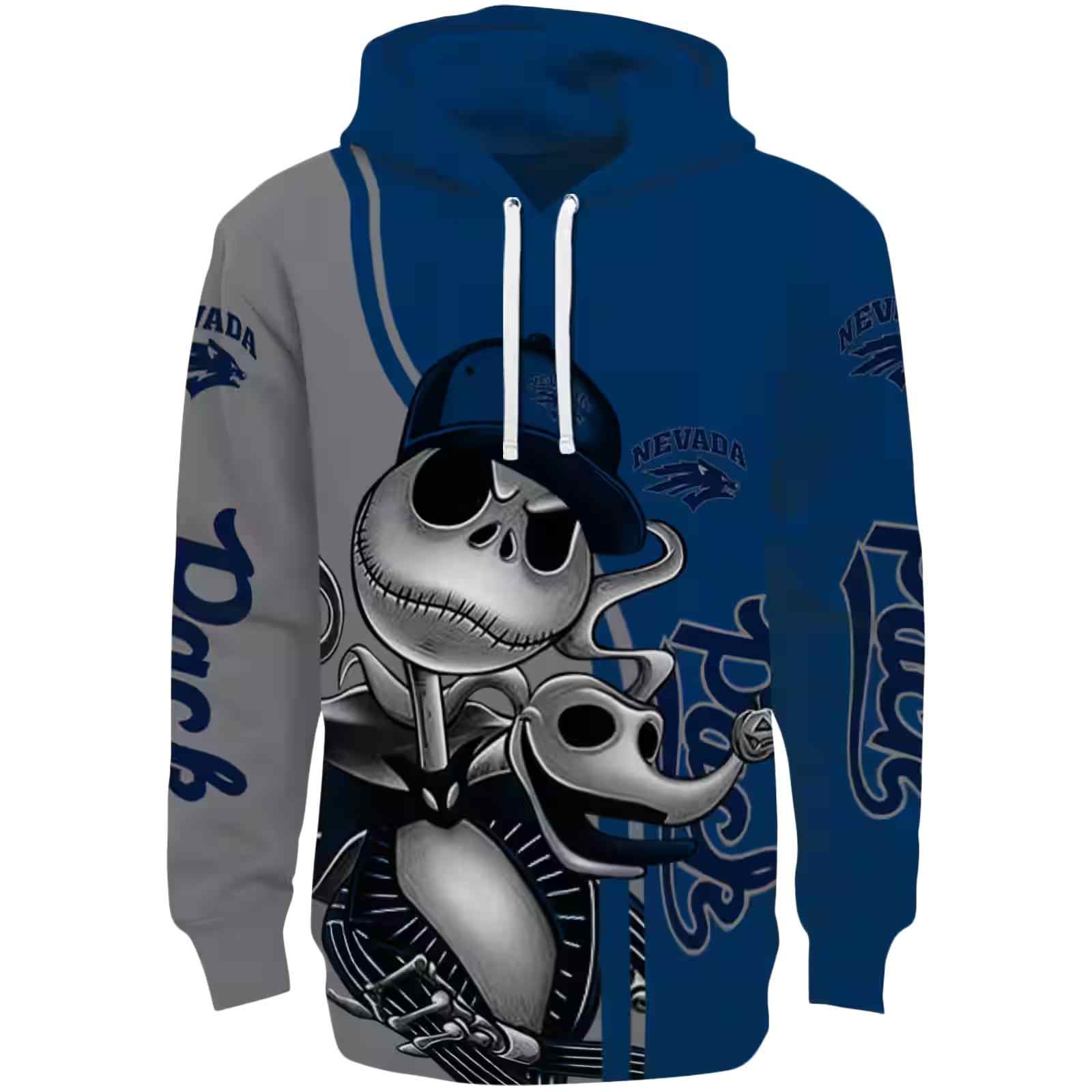 Nevada Wolf Pack Jack Skellington Blue Hoodie