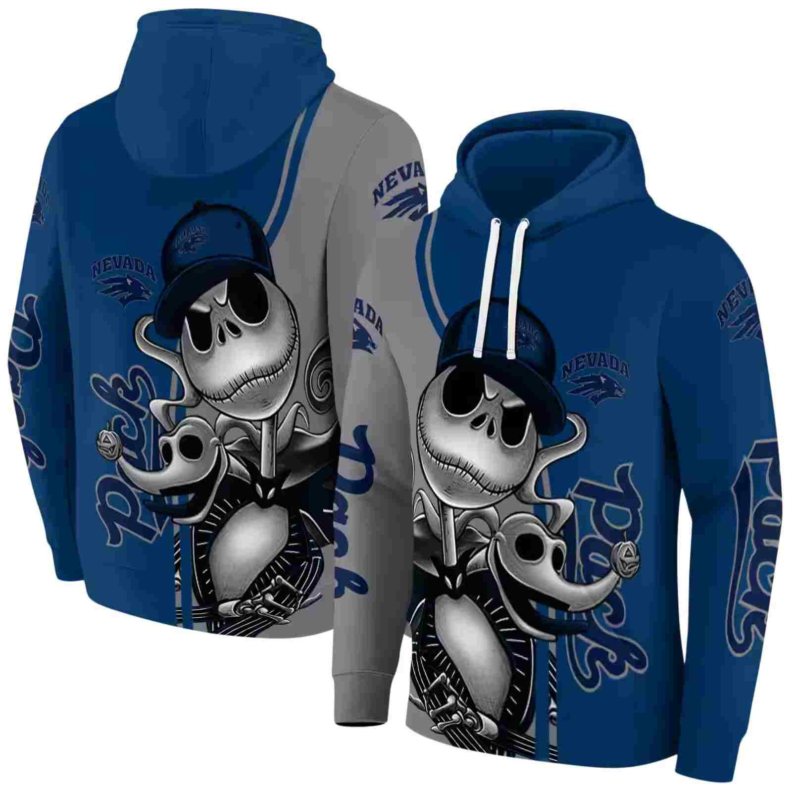 nevada wolf pack jack skellington blue hoodie fashion forward