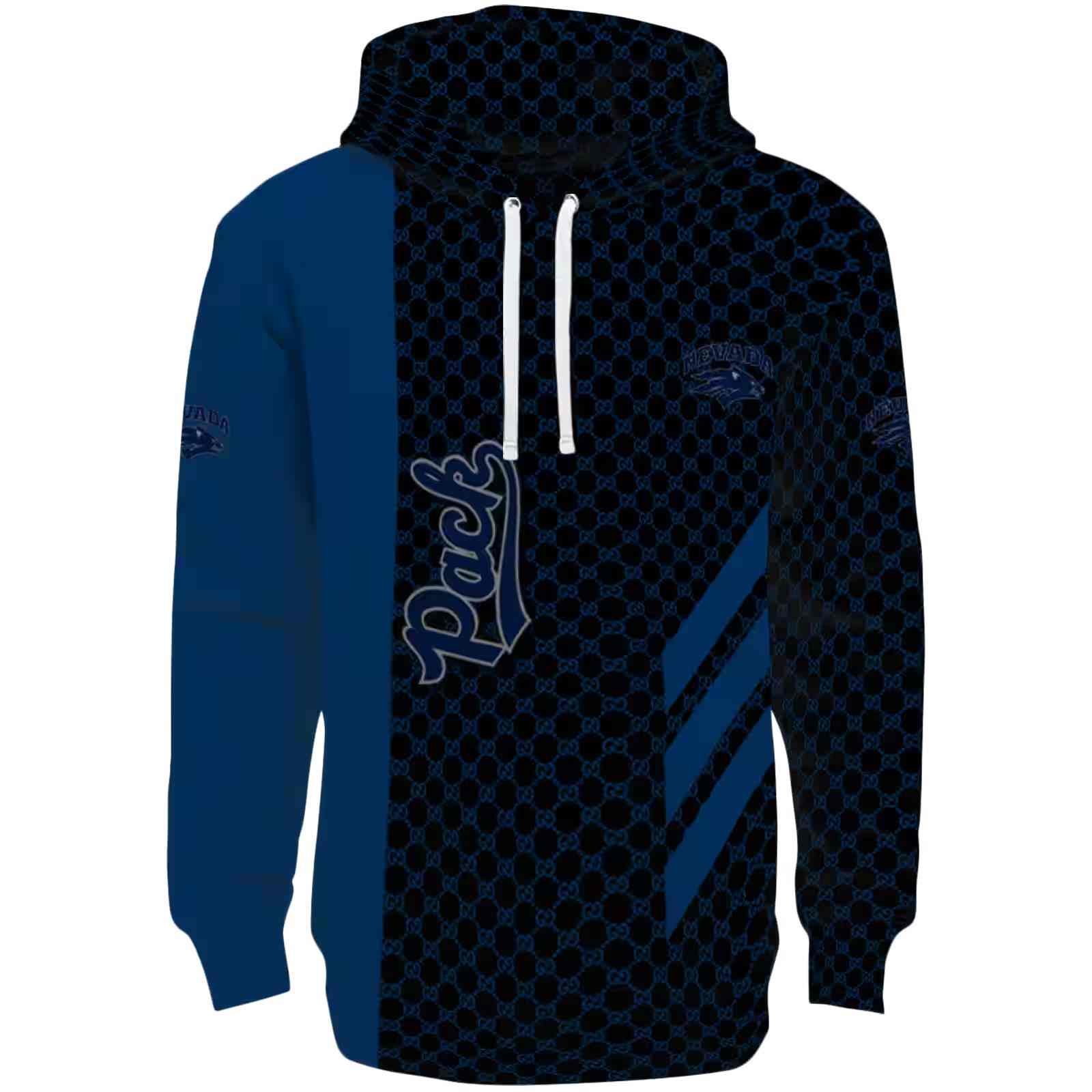 Nevada Wolf Pack Monogram Pattern Blue Hoodie