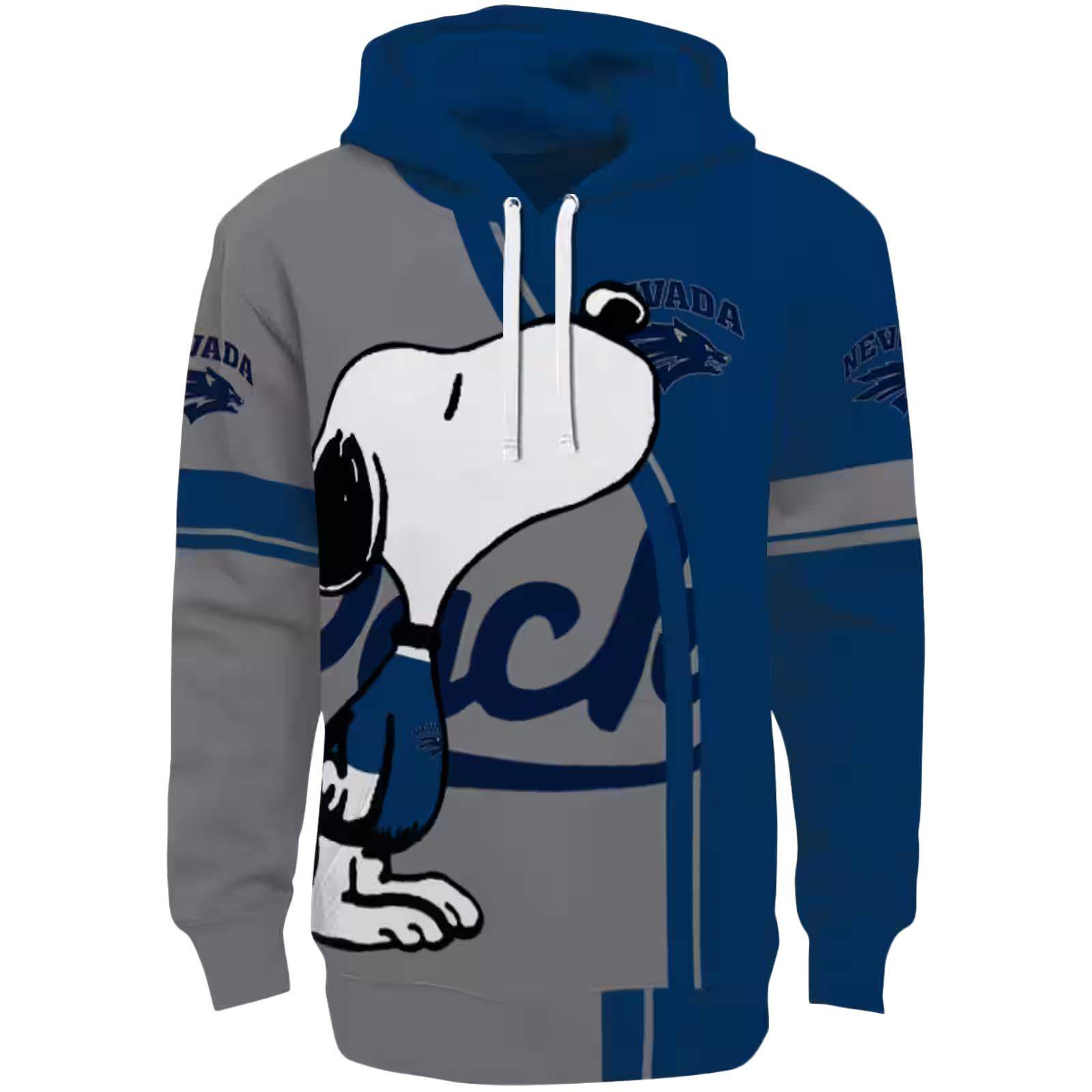 Nevada Wolf Pack Playful Snoopy Blue Hoodie