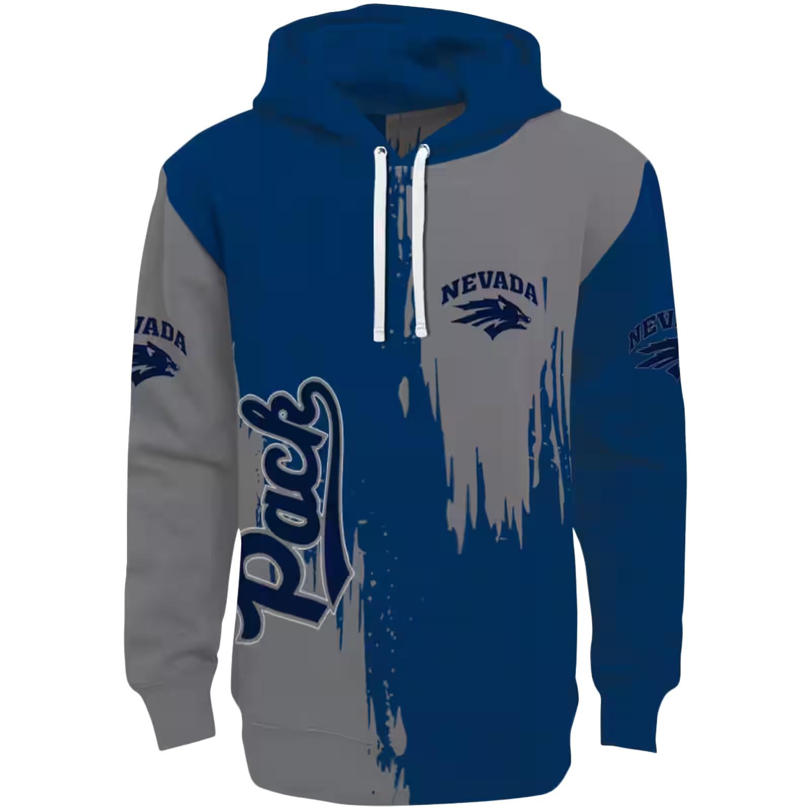 Nevada Wolf Pack Splatter Effect Blue Hoodie