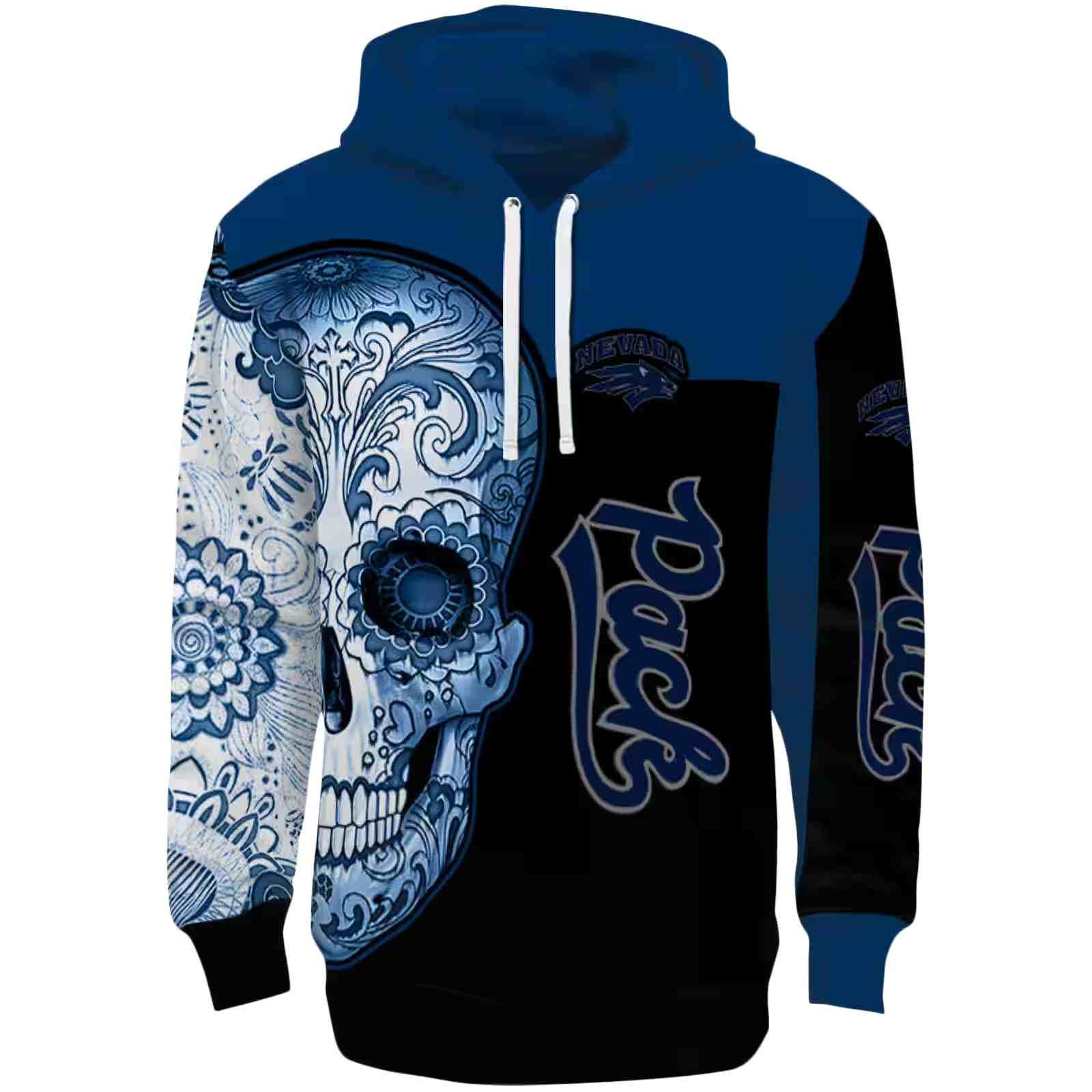 Nevada Wolf Pack Sugar Skull Blue Black Hoodie