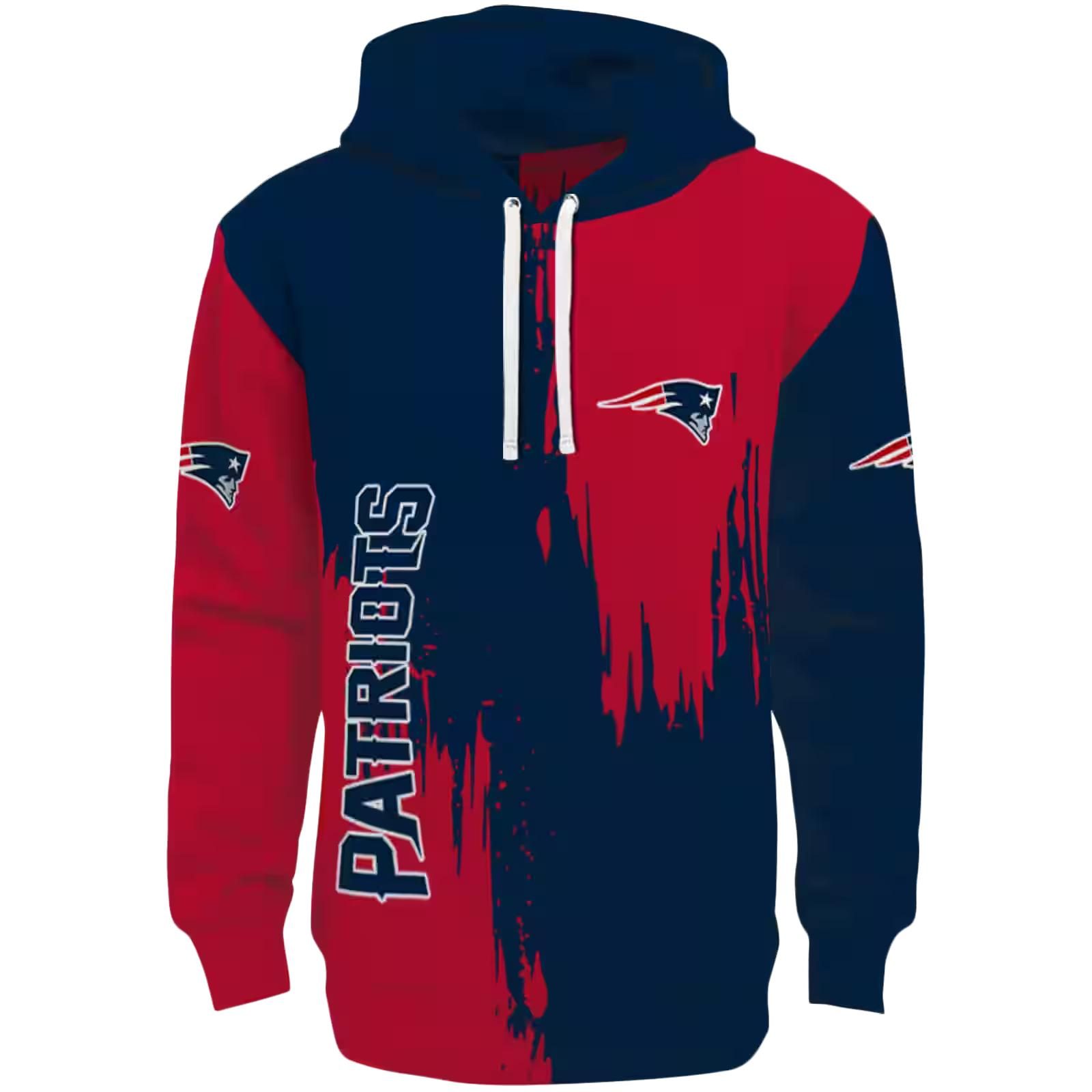 New England Patriots Splatter Effect Blue Hoodie