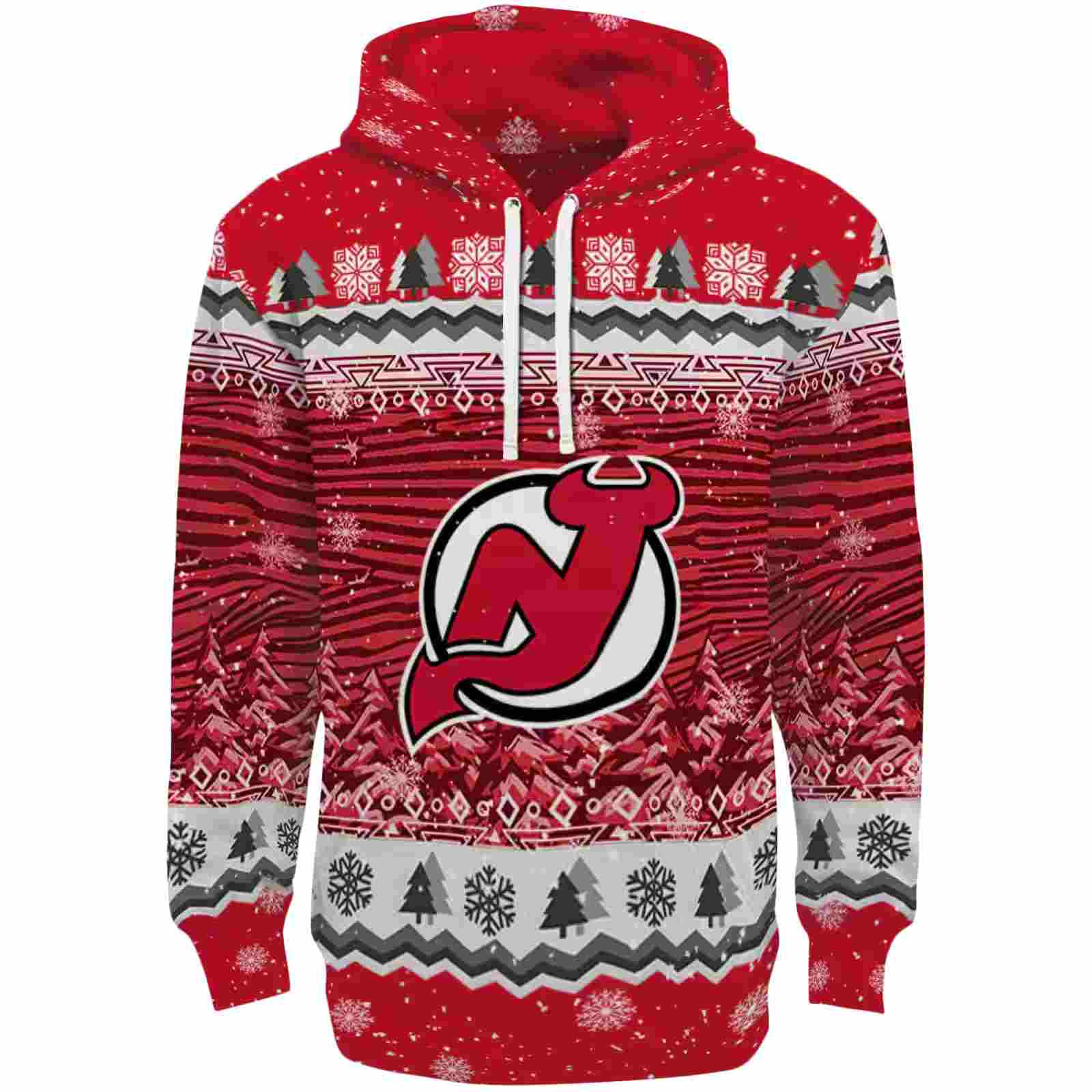 New Jersey Devils Christmas Trees Red Hoodie