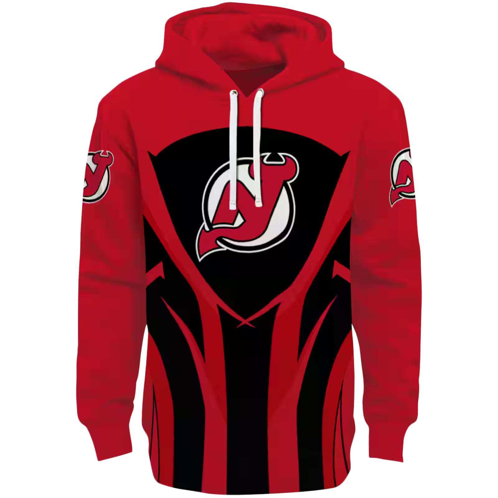 New Jersey Devils Concentric Lines Red Black Hoodie