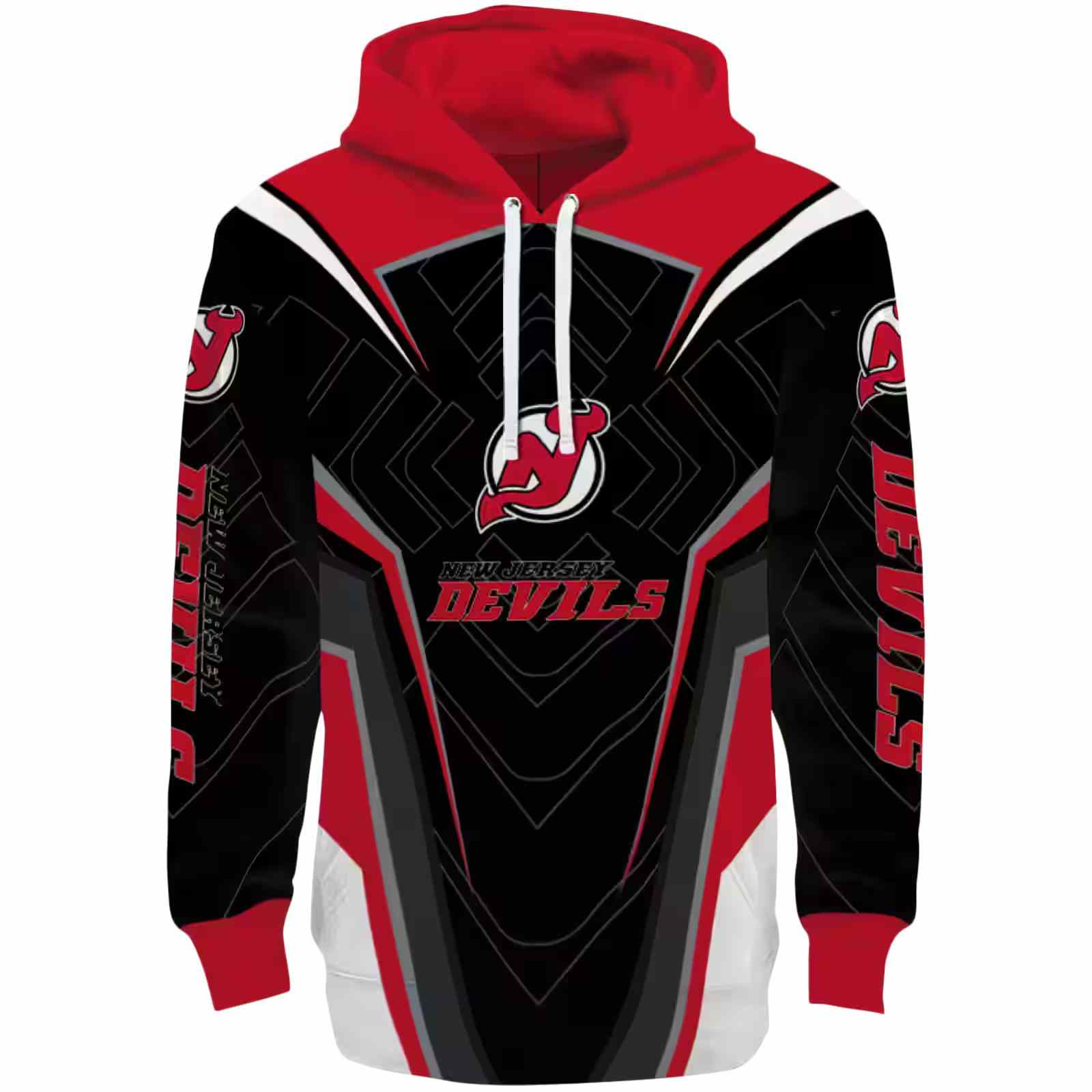 New Jersey Devils Futuristic Pattern Red Black Hoodie