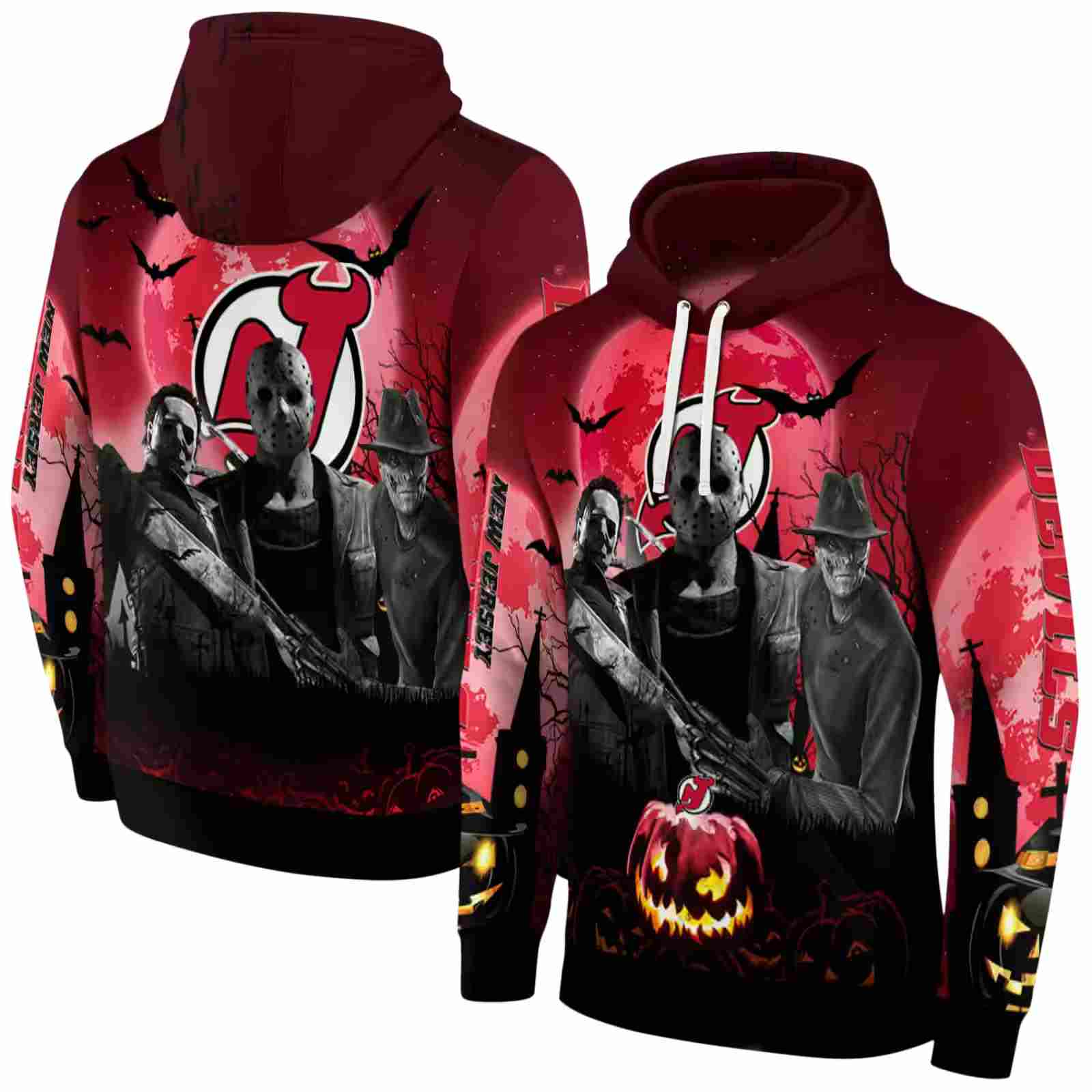 new jersey devils halloween vibes red black hoodie fashion forward