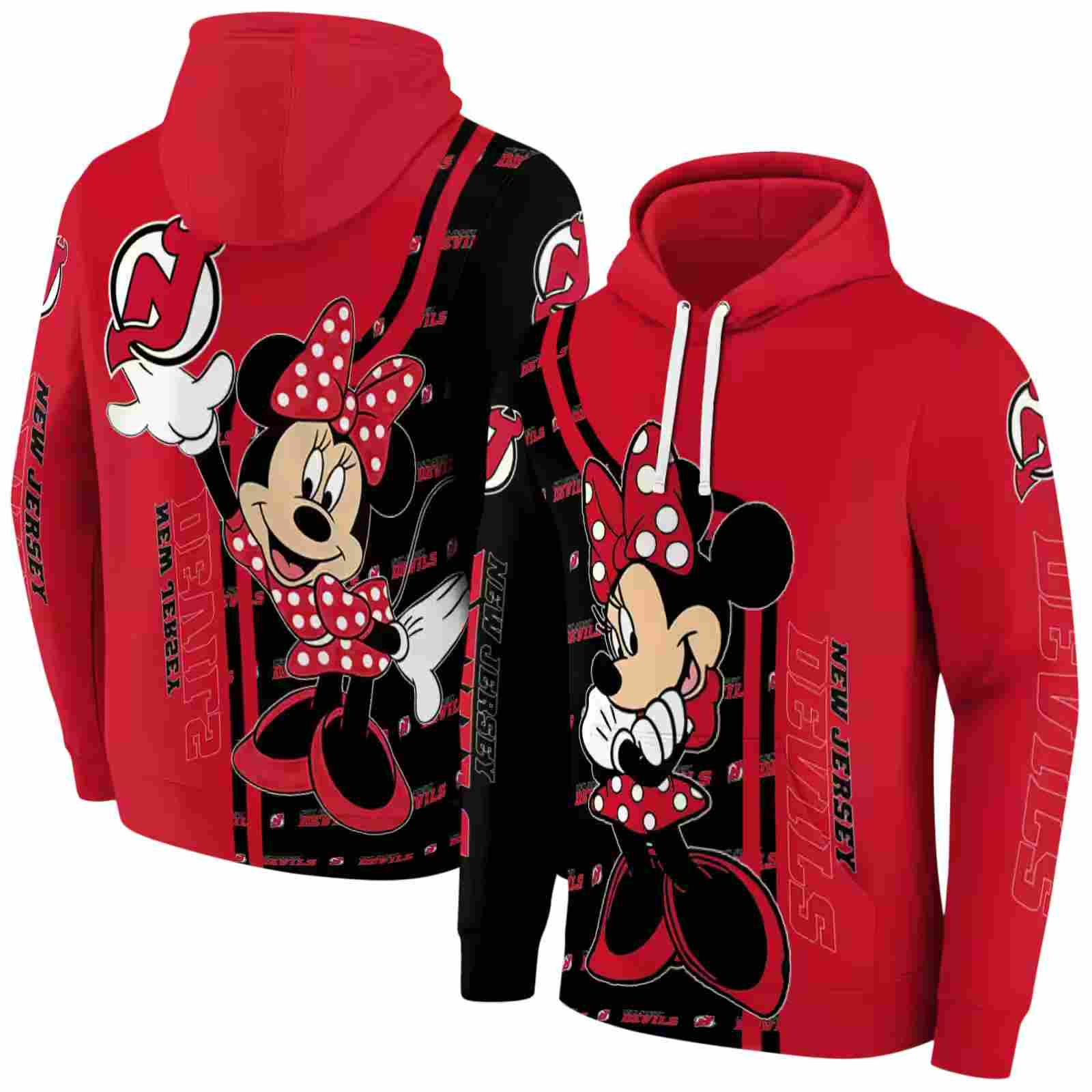 new jersey devils minnie mouse red hoodie fashion forward