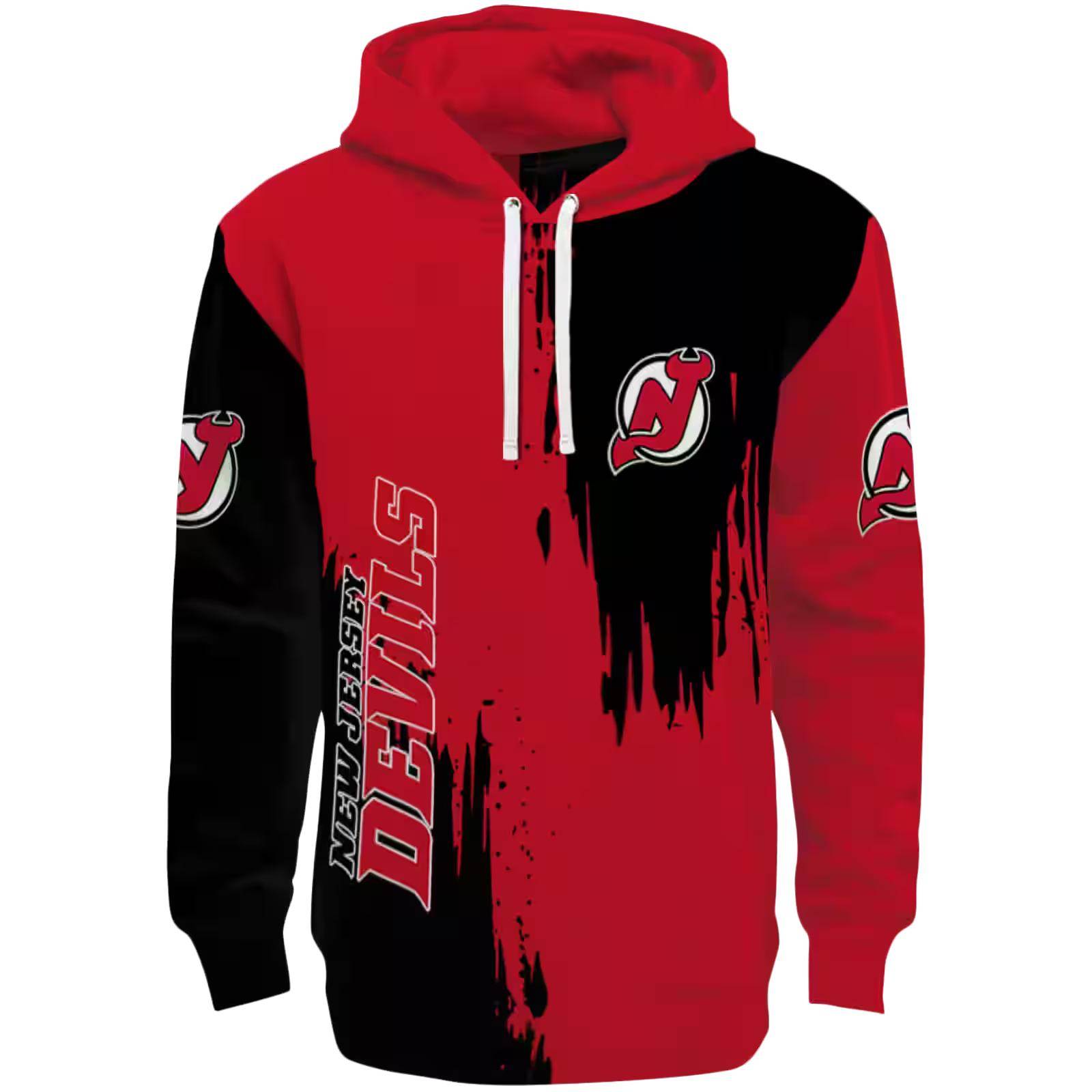 New Jersey Devils Splatter Effect Red Hoodie