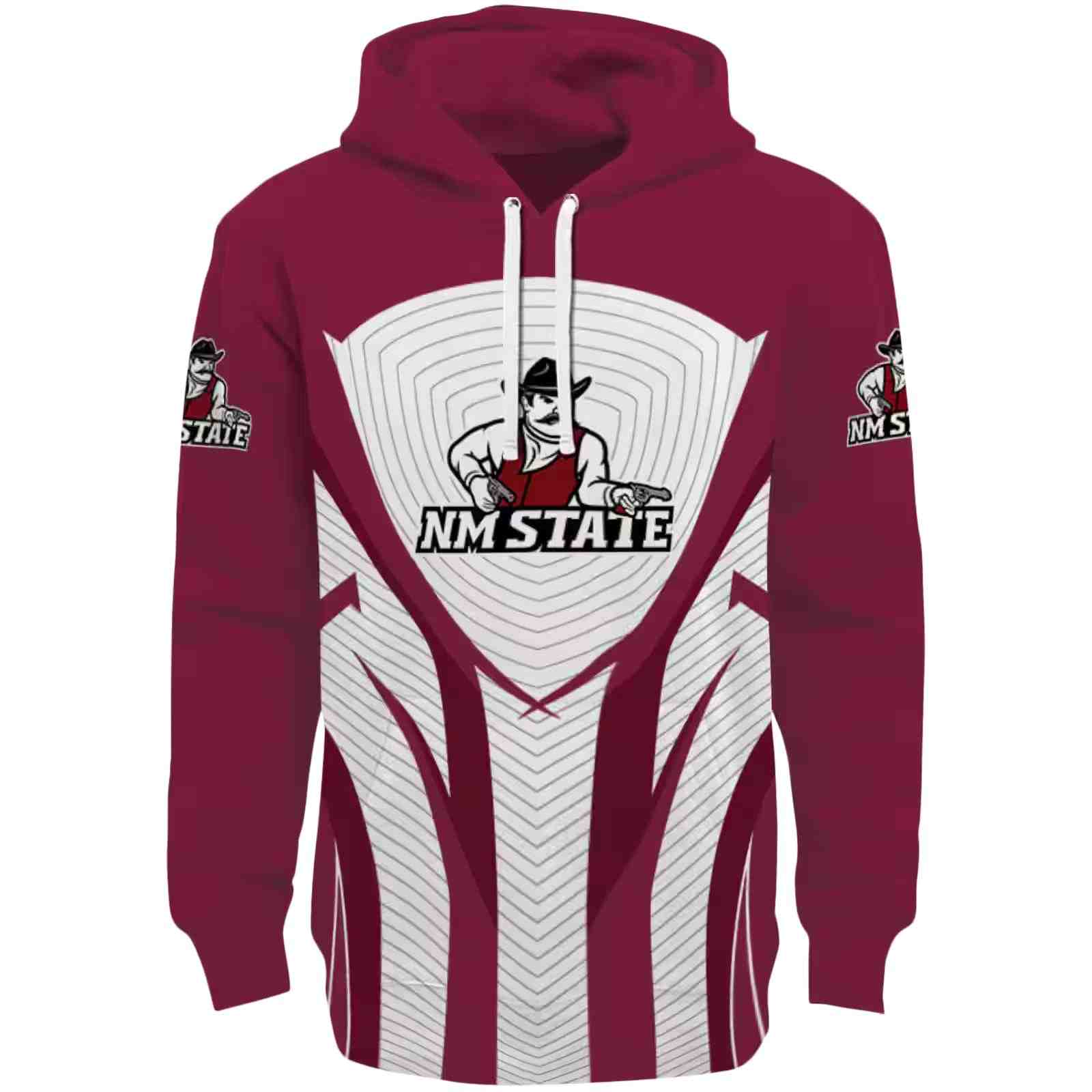 New Mexico State Aggies Concentric Lines Crimson Black Hoodie