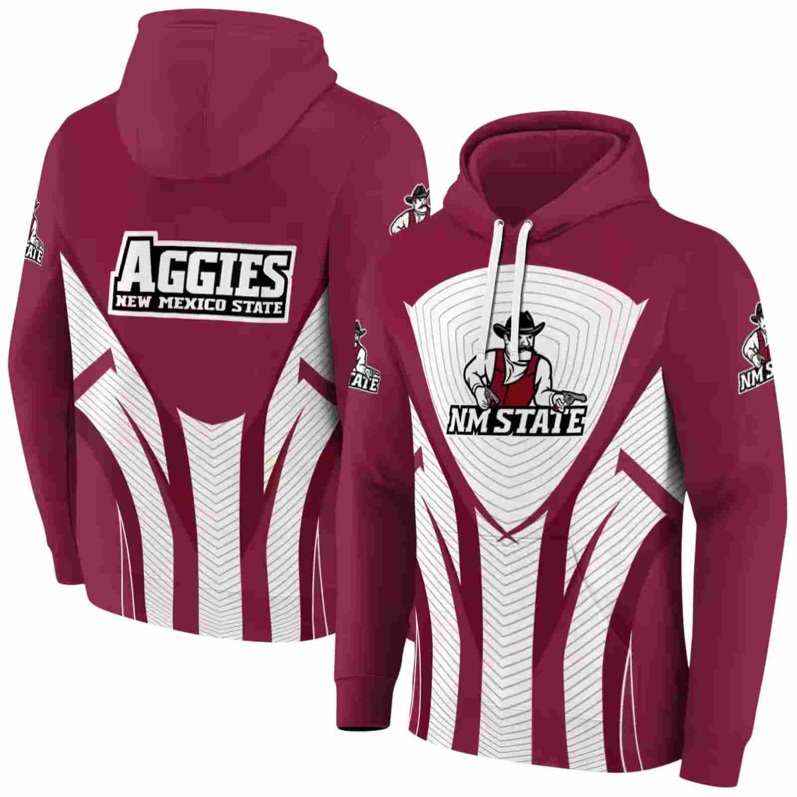new mexico state aggies concentric lines crimson black hoodie fashion forward