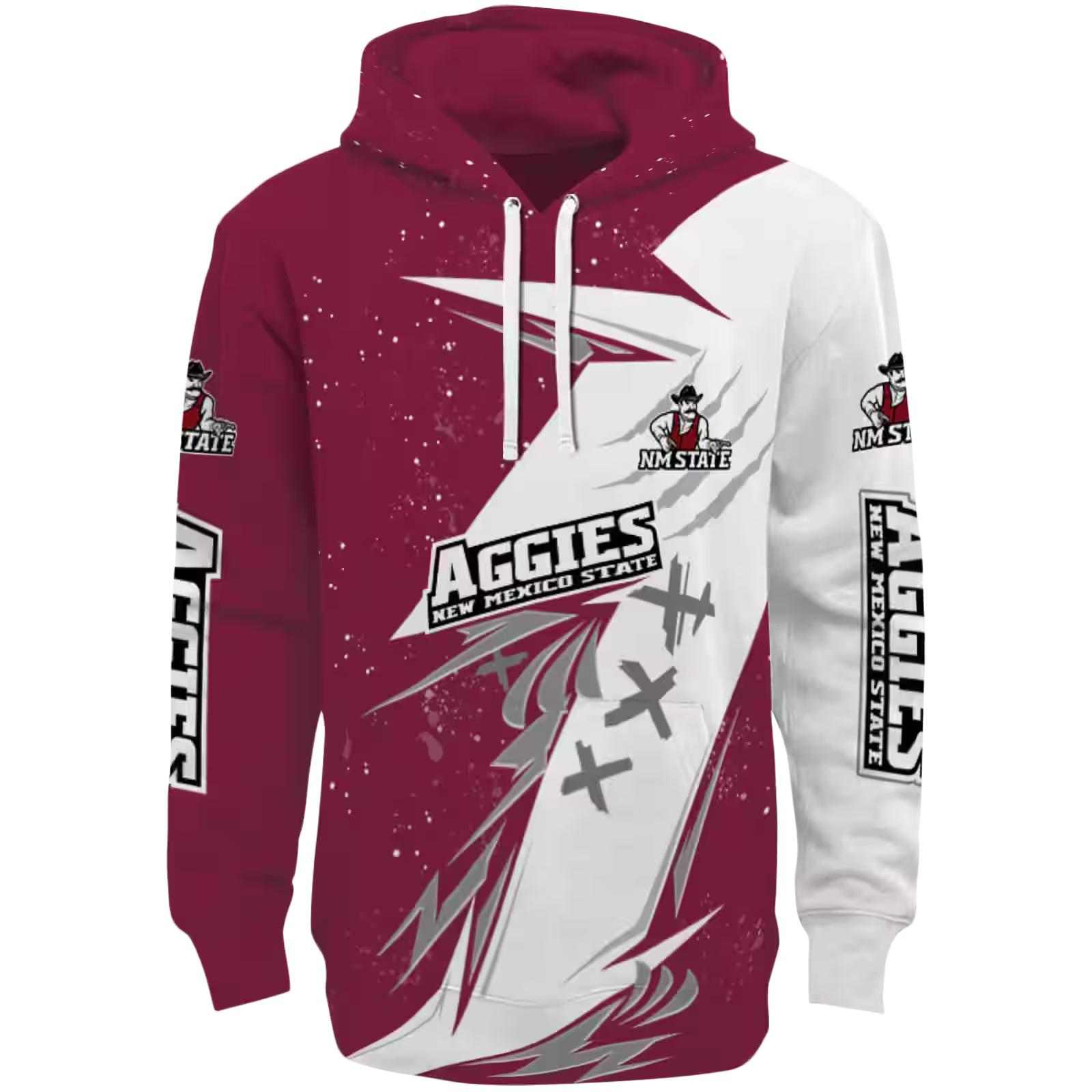 New Mexico State Aggies Dynamic Slash Crimson White Hoodie