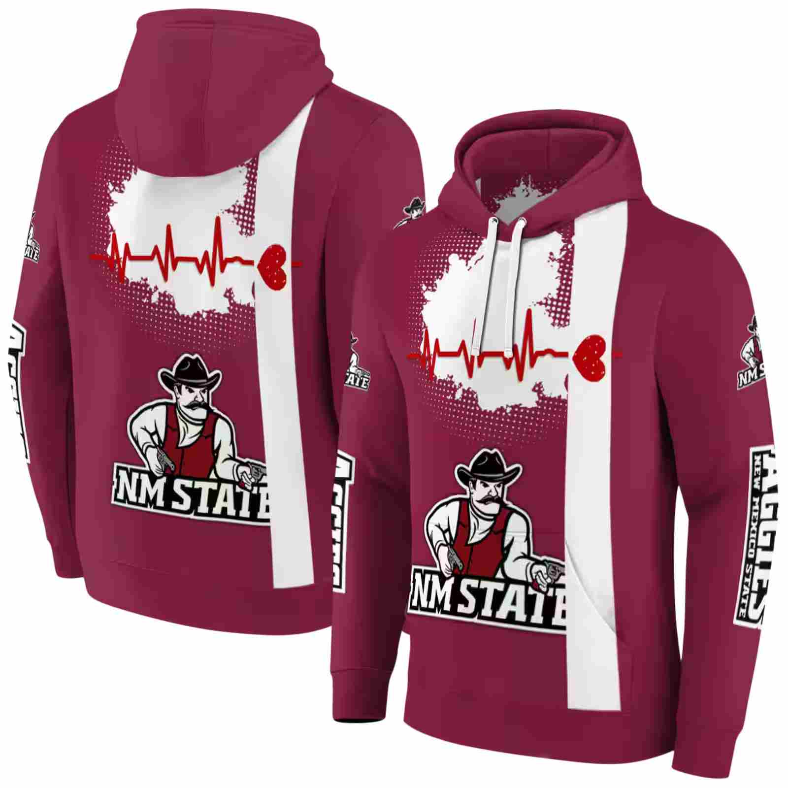 new mexico state aggies football heartbeat crimson hoodie fashion forward