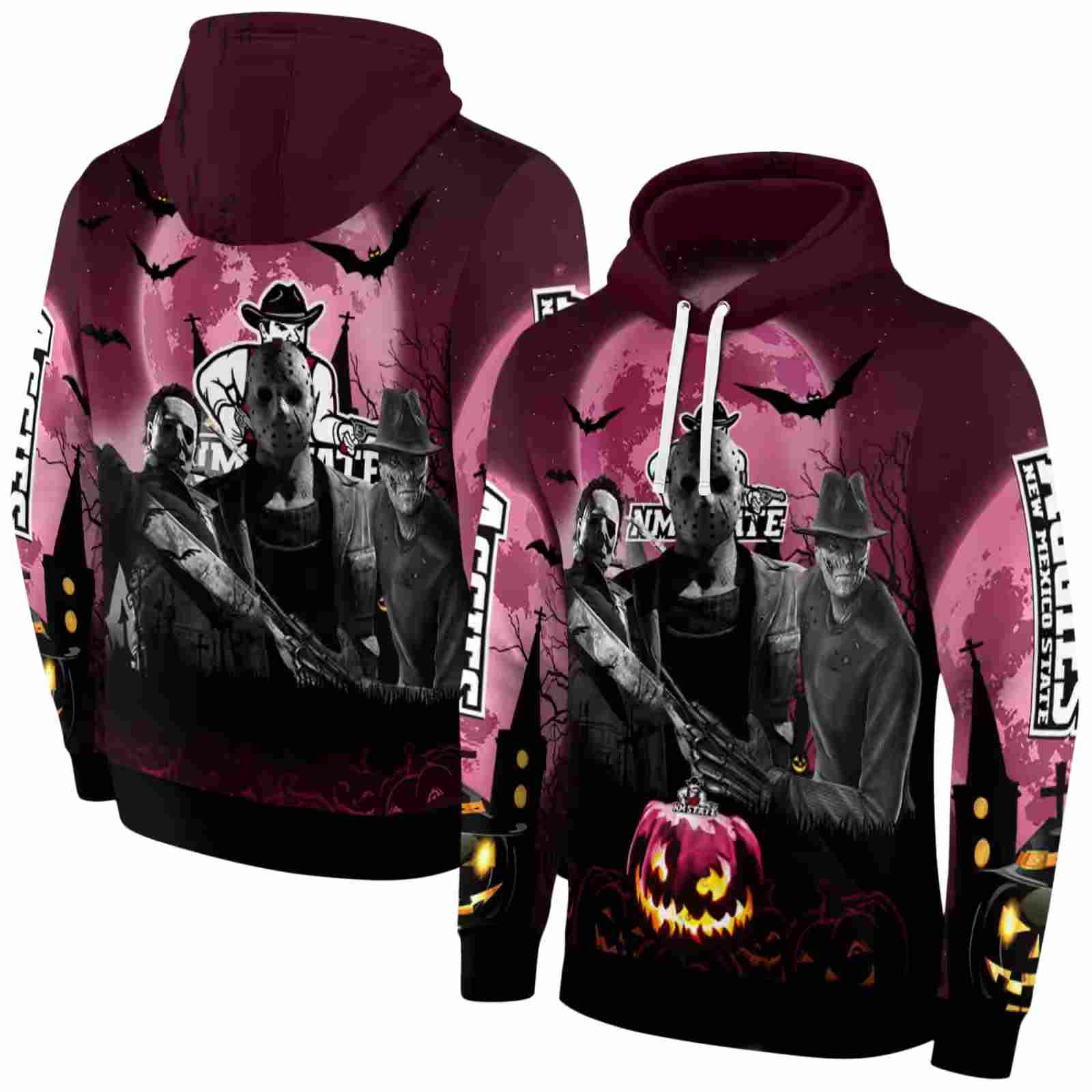new mexico state aggies halloween vibes crimson black hoodie fashion forward