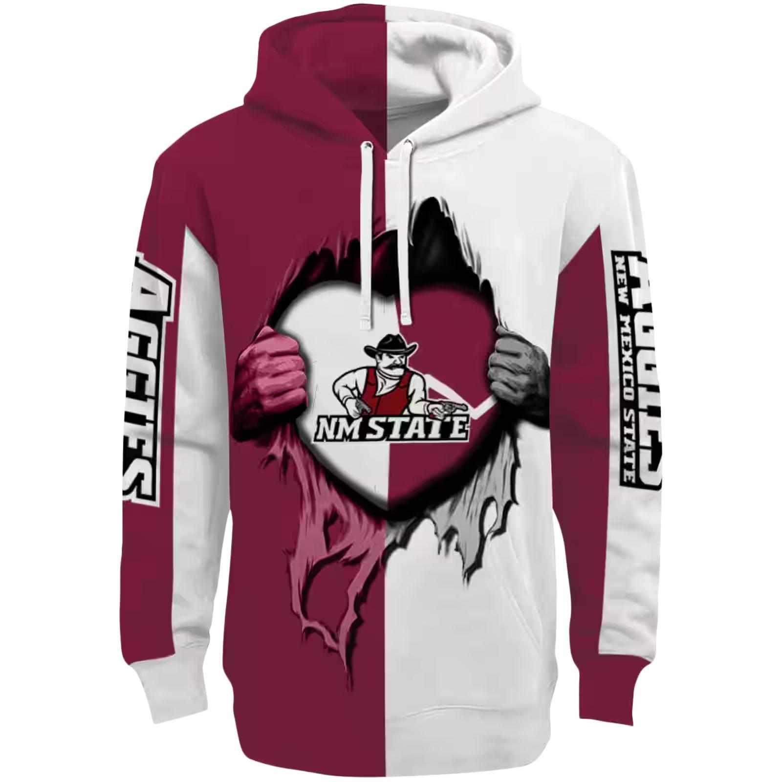 New Mexico State Aggies Heartbeat Graphic Crimson Hoodie