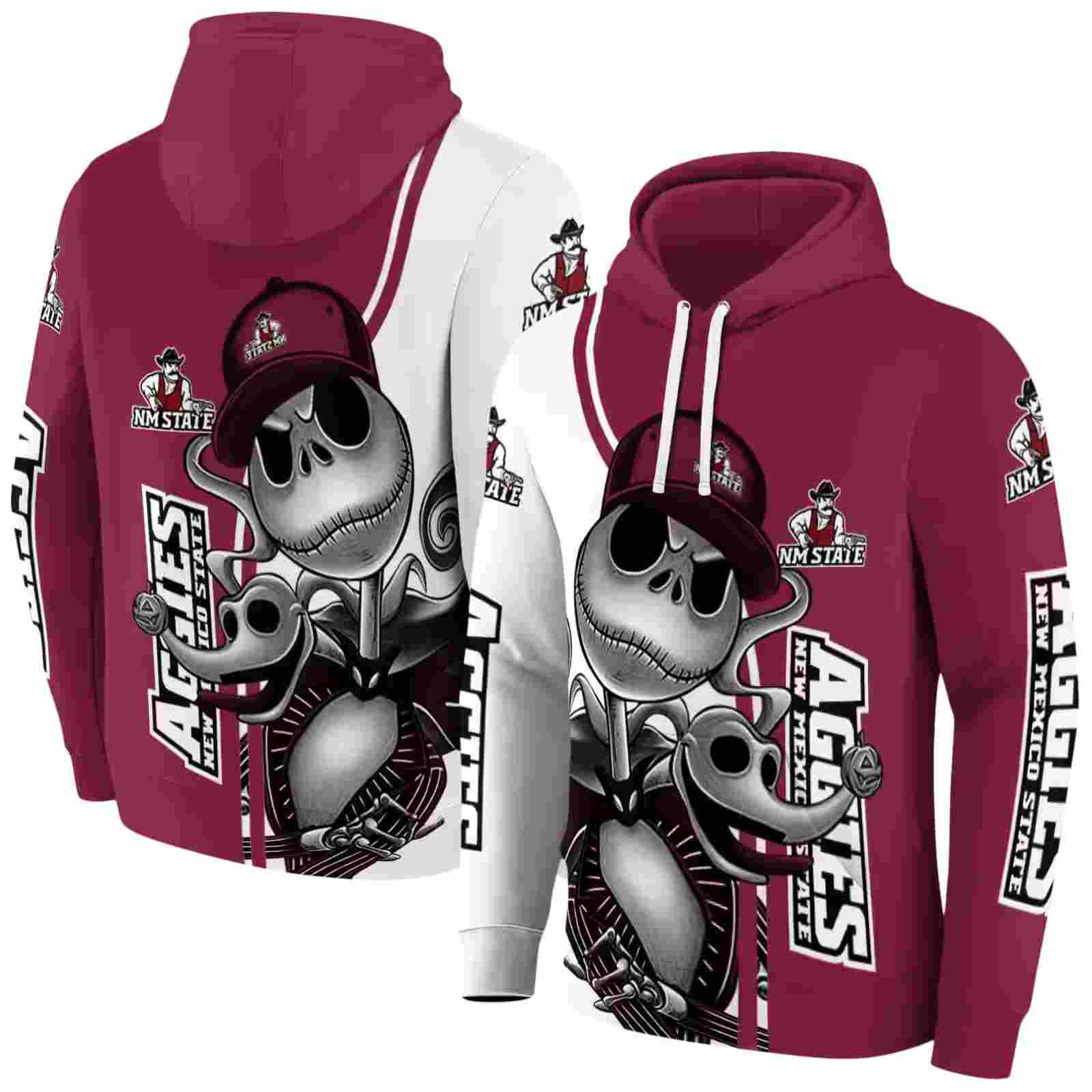 new mexico state aggies jack skellington crimson hoodie fashion forward