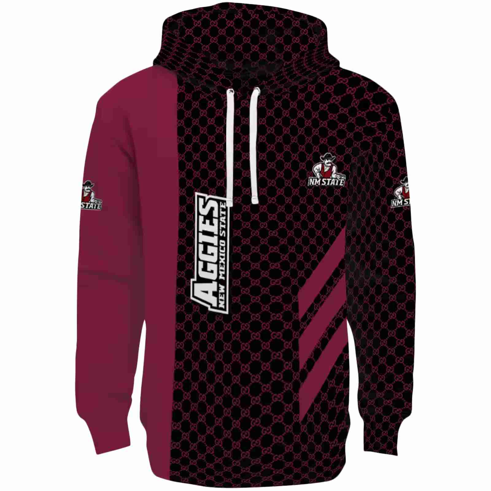 New Mexico State Aggies Monogram Pattern Crimson Hoodie