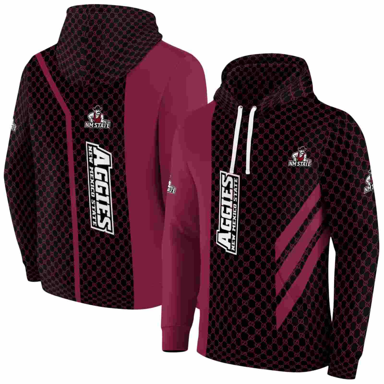 new mexico state aggies monogram pattern crimson hoodie fashion forward