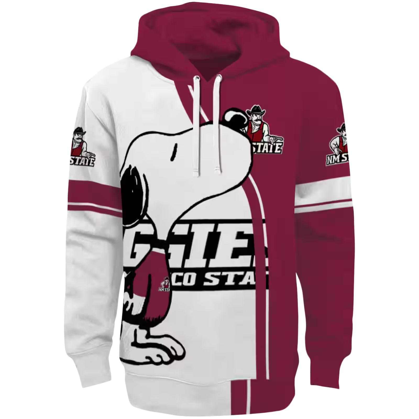 New Mexico State Aggies Playful Snoopy Crimson Hoodie