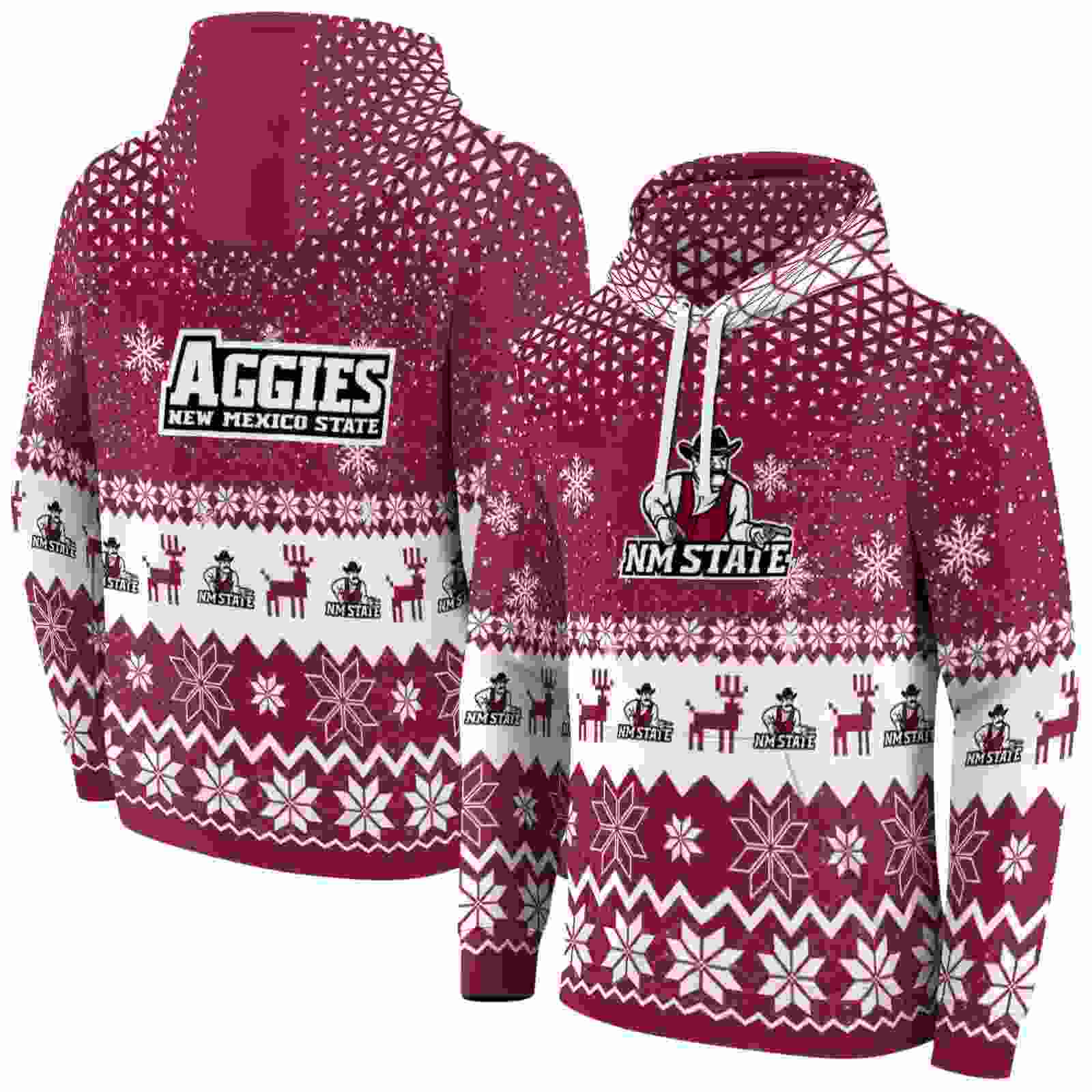 new mexico state aggies reindeer motif crimson hoodie fashion forward