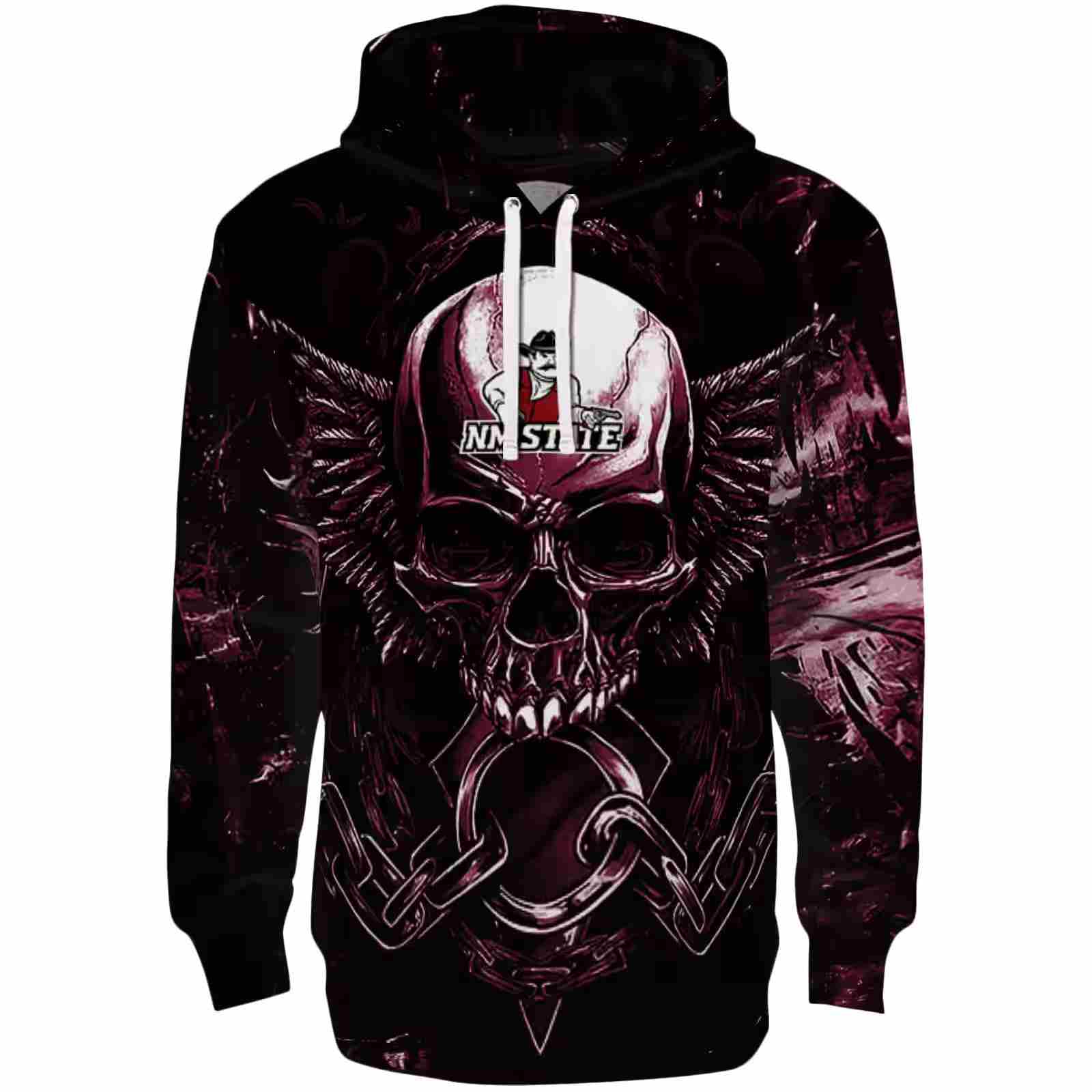 New Mexico State Aggies Skull Artwork Crimson Black Hoodie